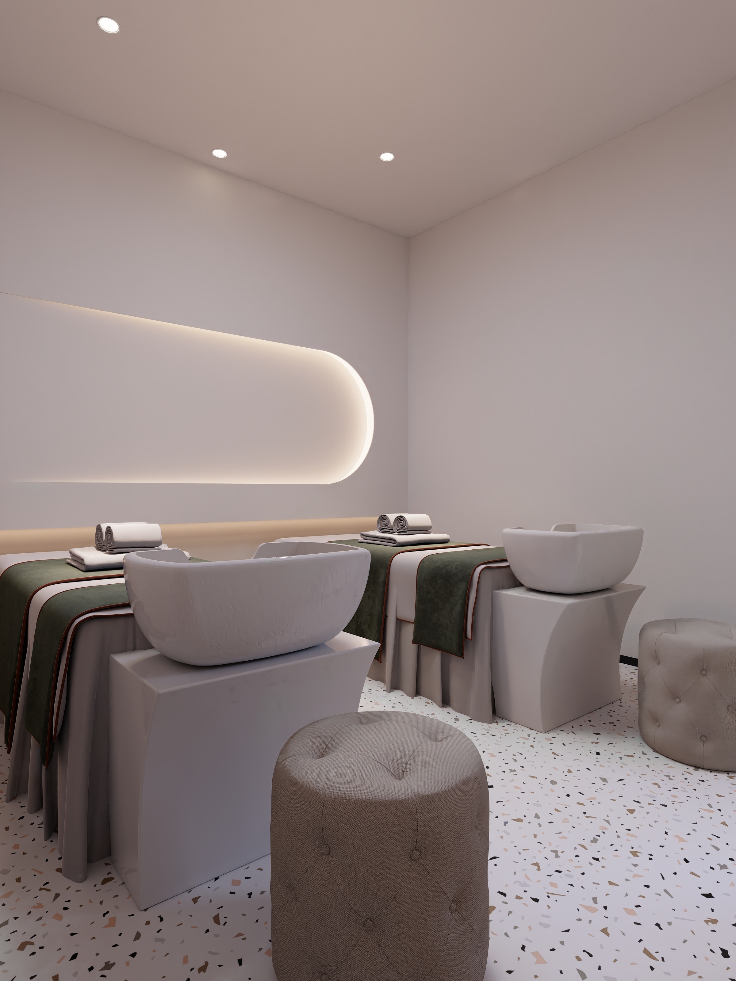 方源设计-美容院设计——洗脸吧一层头疗区装修效果图第2张