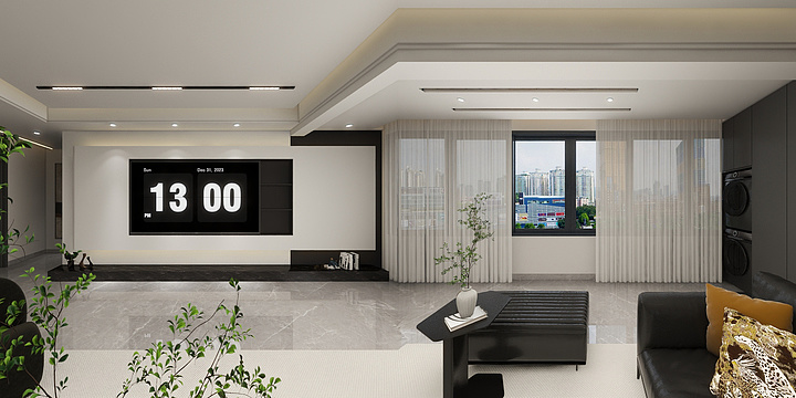 设计师陈梦婷-136平3室现代黑白灰-装修设计方案