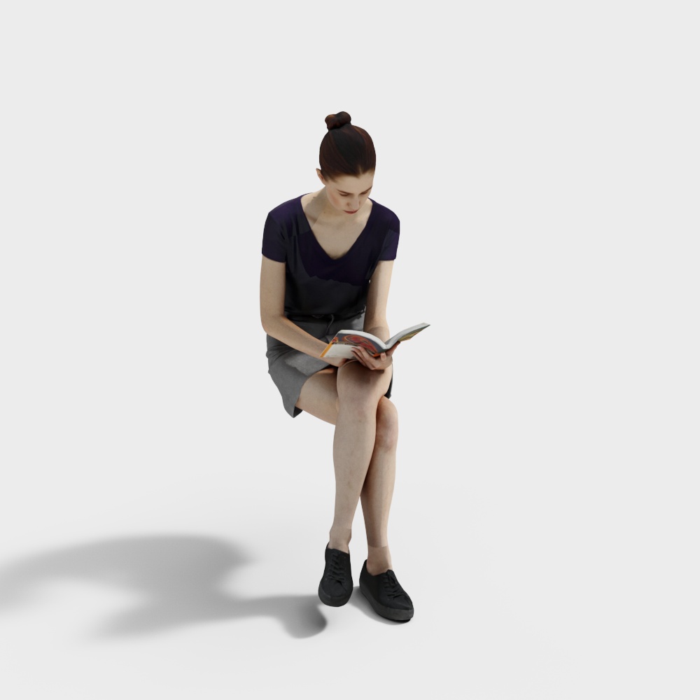 坐姿休闲女性3D模型