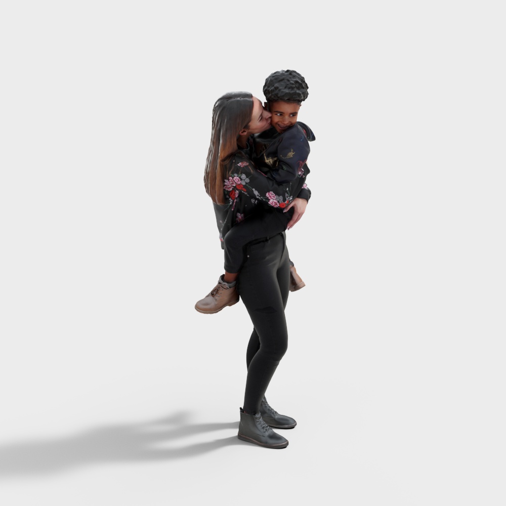 抱着孩子的女性3D模型