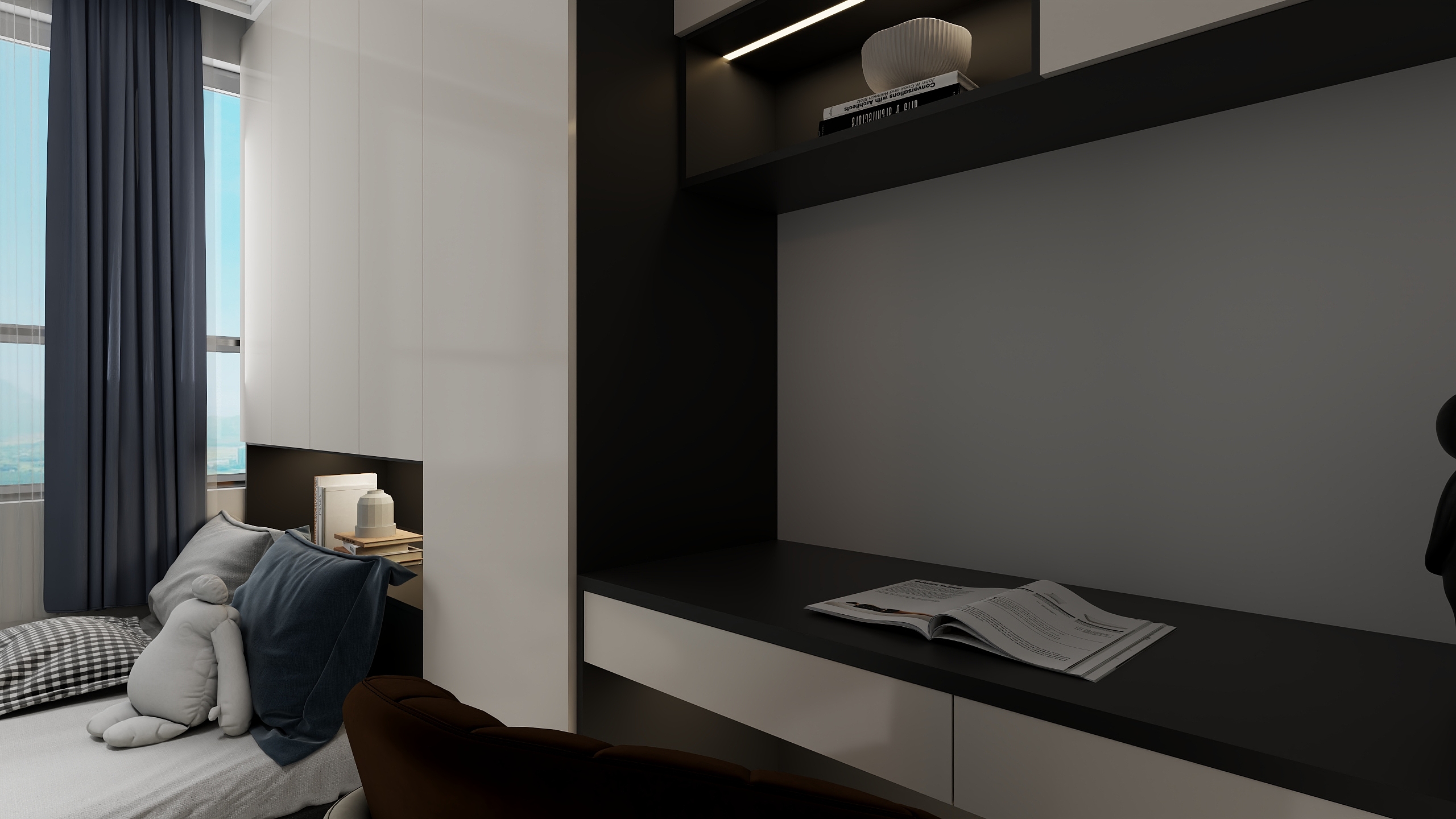 设计师Baymax-现代无主灯极简风装修效果图