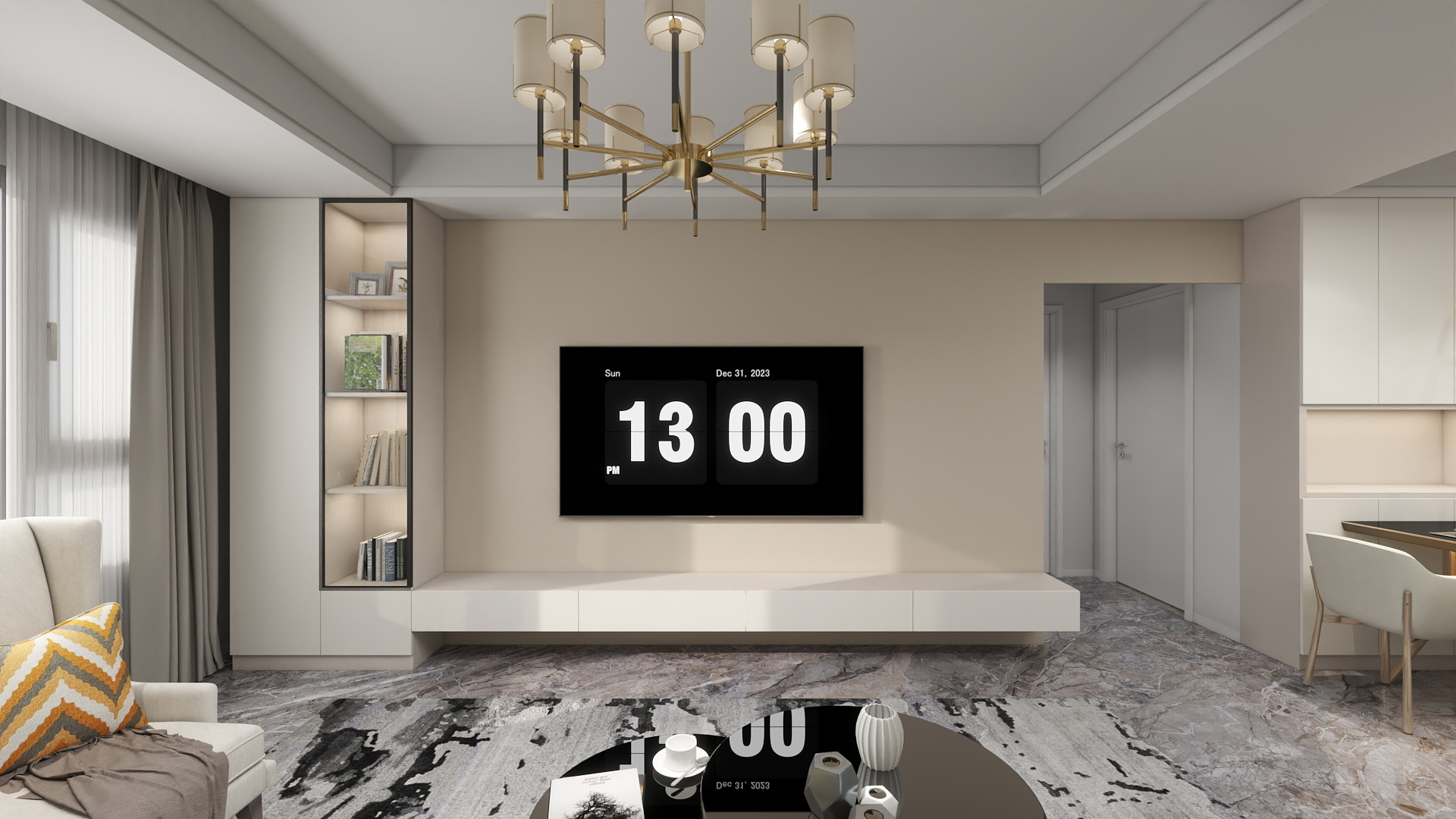 dingsb-融创五期88-客餐厅木色墙-装修设计方案