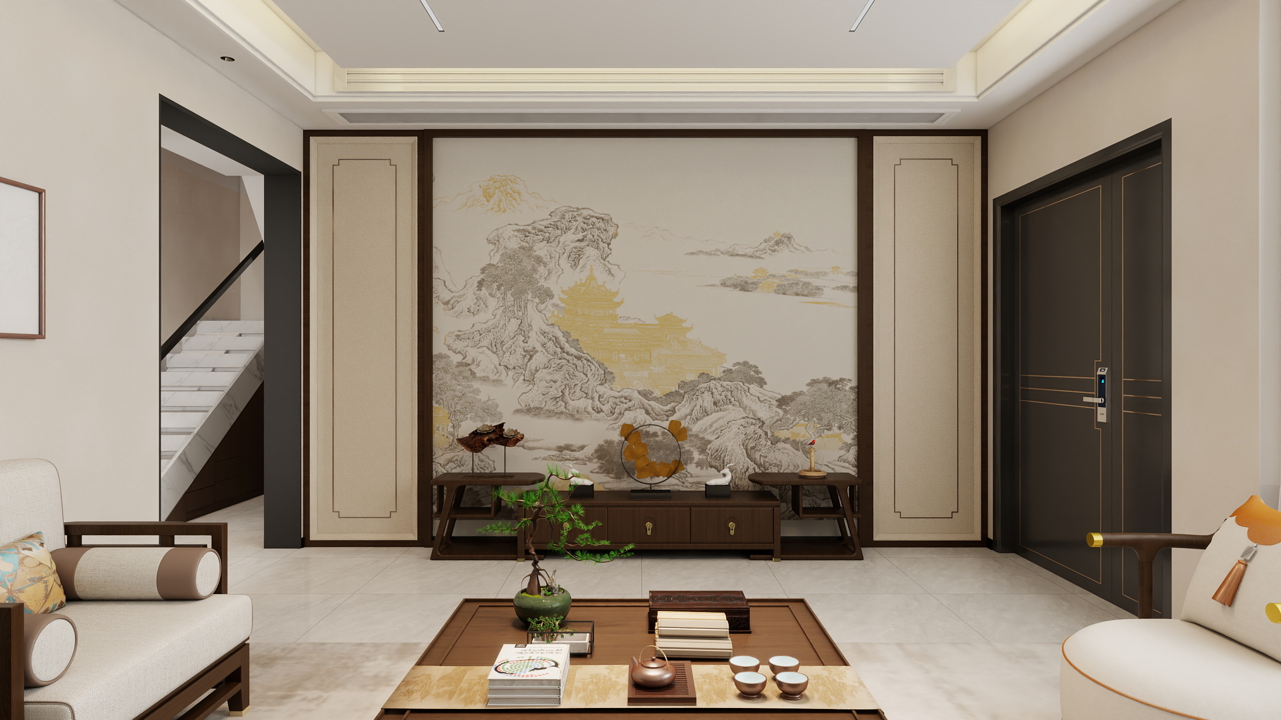 Designch..-小院一层新中式+二层轻奢-装修设计方案