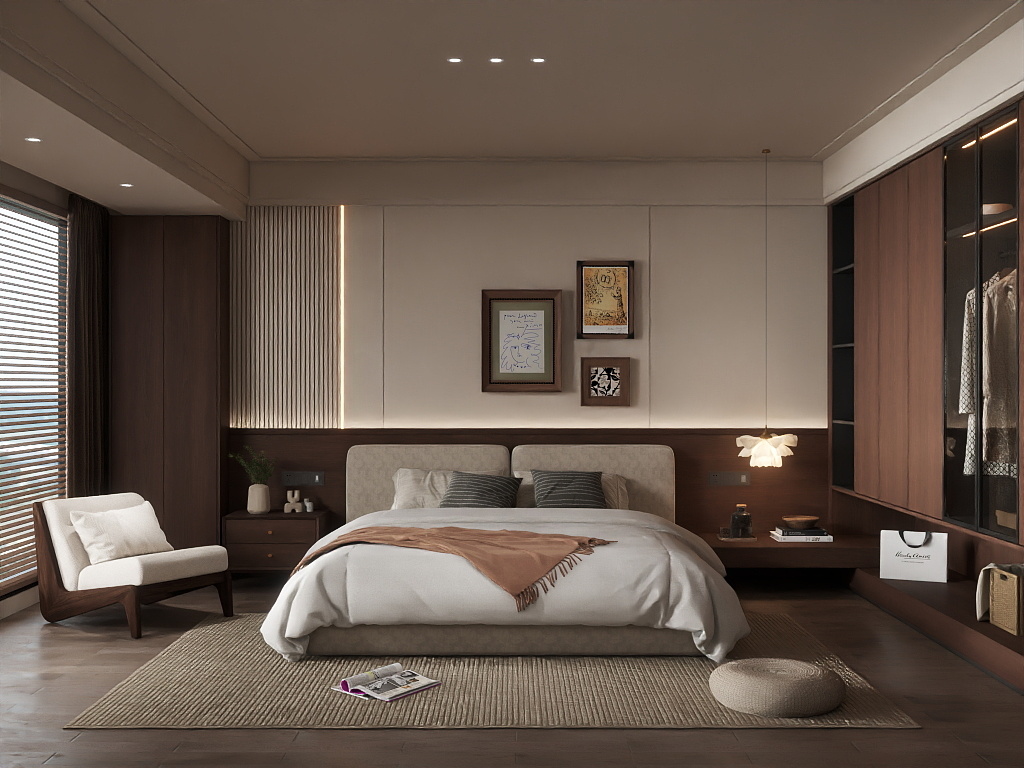 万严设计师-中古风卧室-装修设计方案