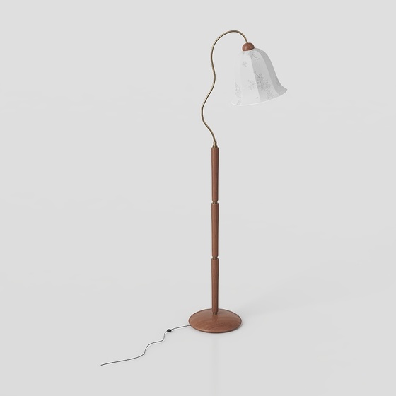 Elegant French Floor Lamp 3D Model in Red