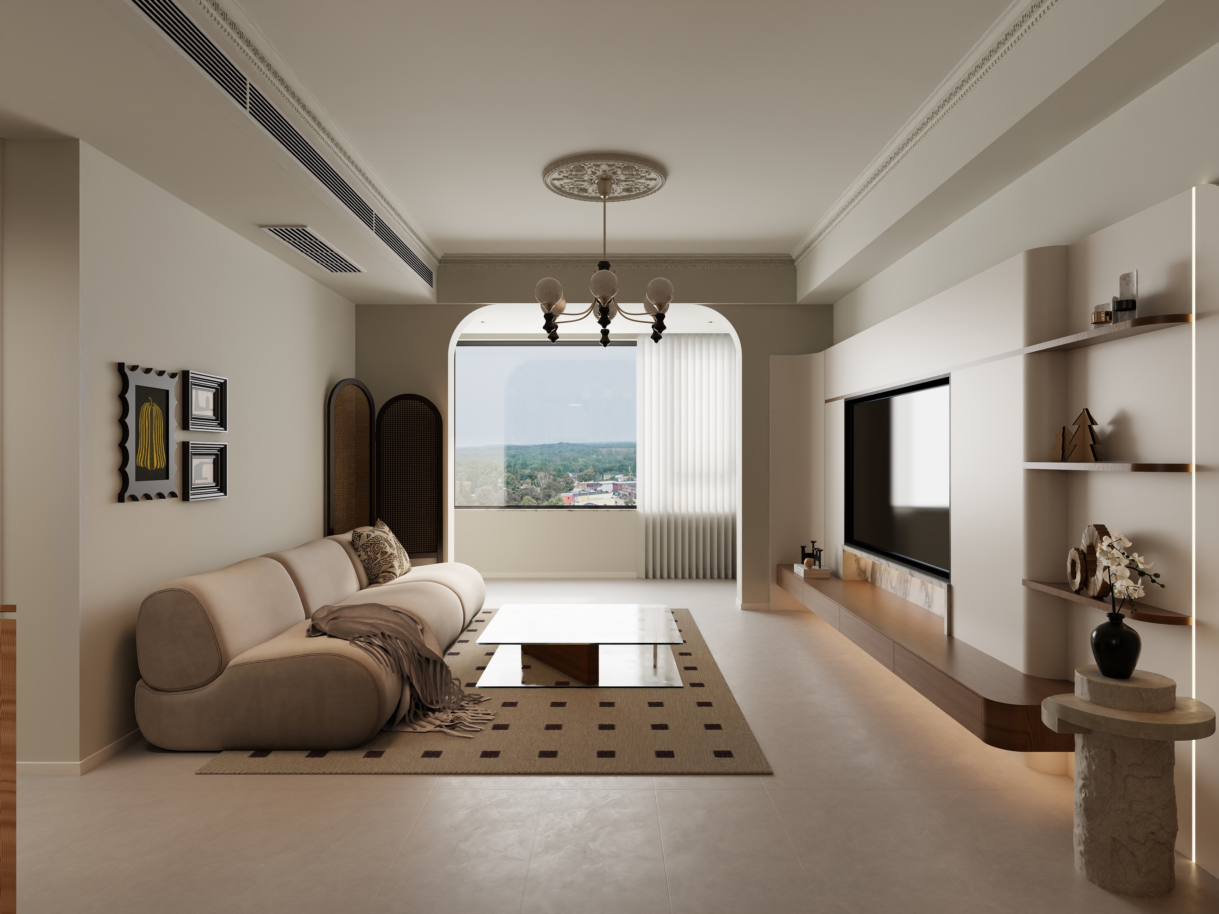 至简名设一钱春-100平中古风两居室【春】装修效果图