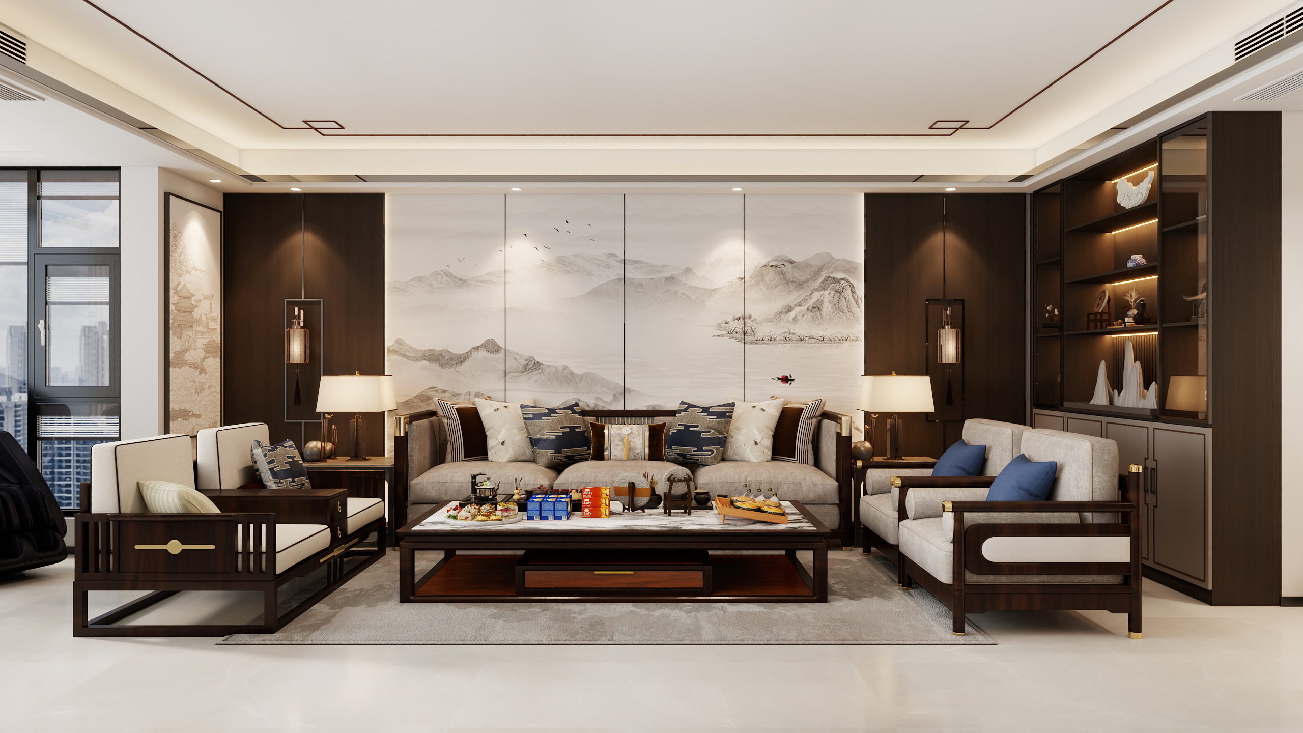 挺有设计工作室-裕通花园【新中式+现代风格】198㎡4室装修效果图