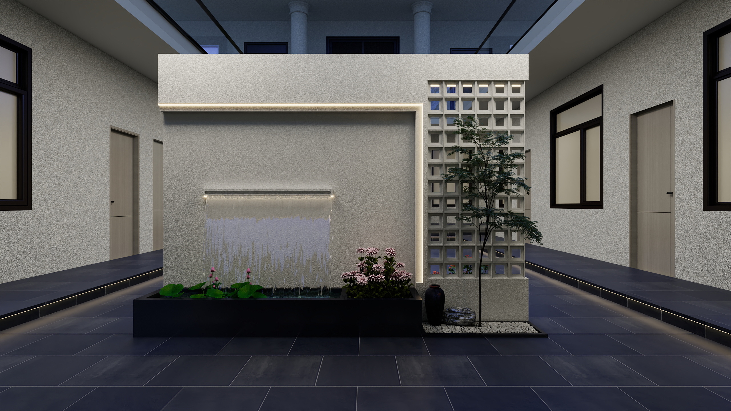 逾白设计D-600平现代别墅庭院露台设计装修效果图