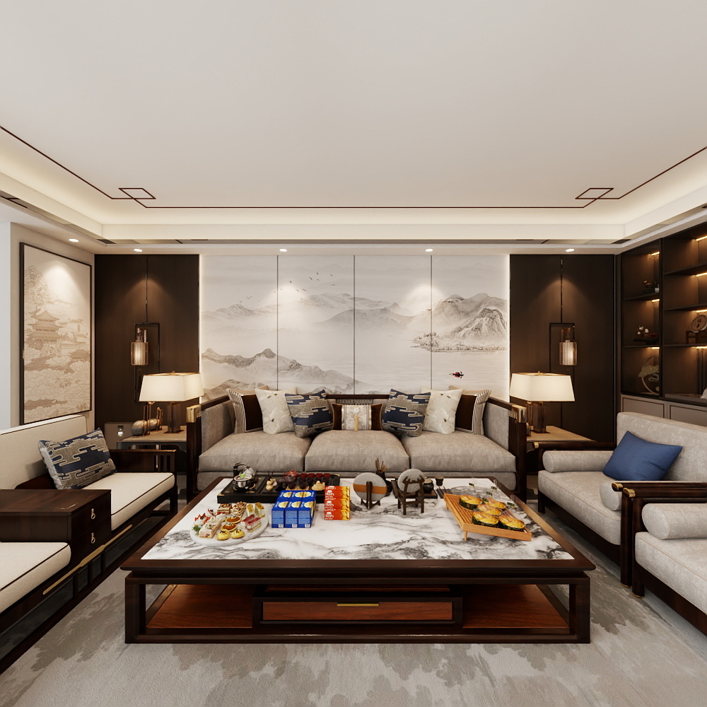 挺有设计工作室-裕通花园【新中式+现代风格】198㎡4室装修效果图