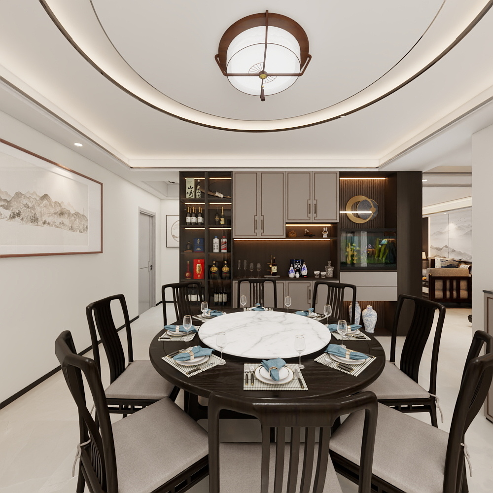 挺有设计工作室-裕通花园【新中式+现代风格】198㎡4室装修效果图