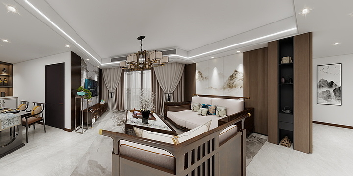 黄秀山-舞阳弯B1，新中式风格-装修设计方案