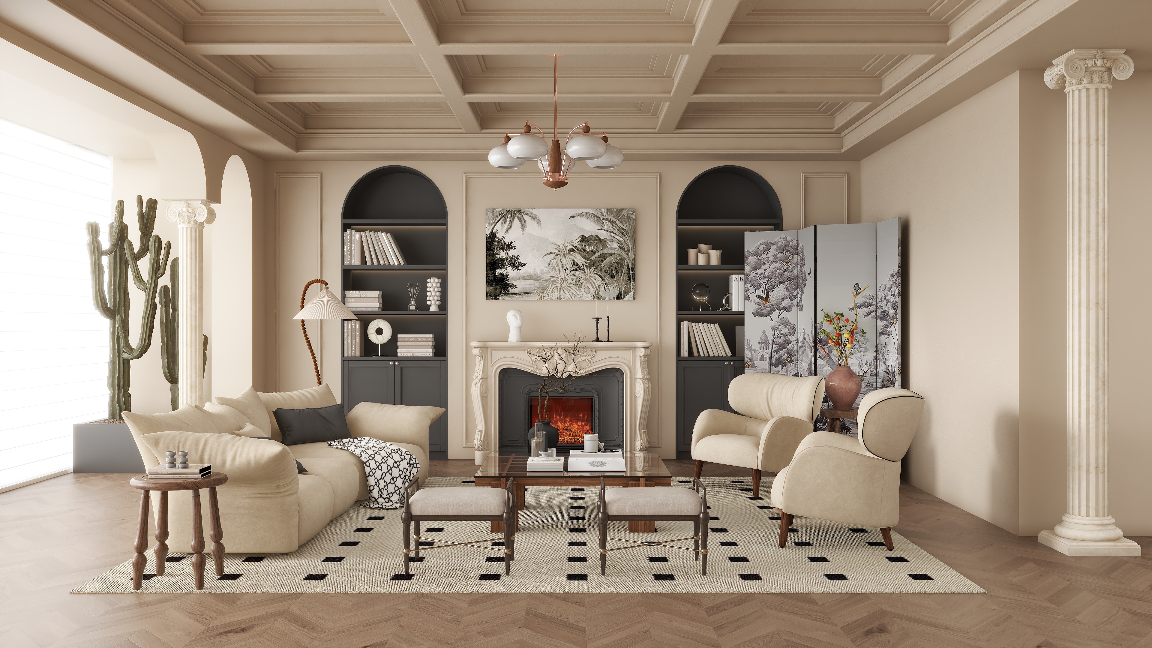 万严设计师-中古风客厅115957753-装修设计方案