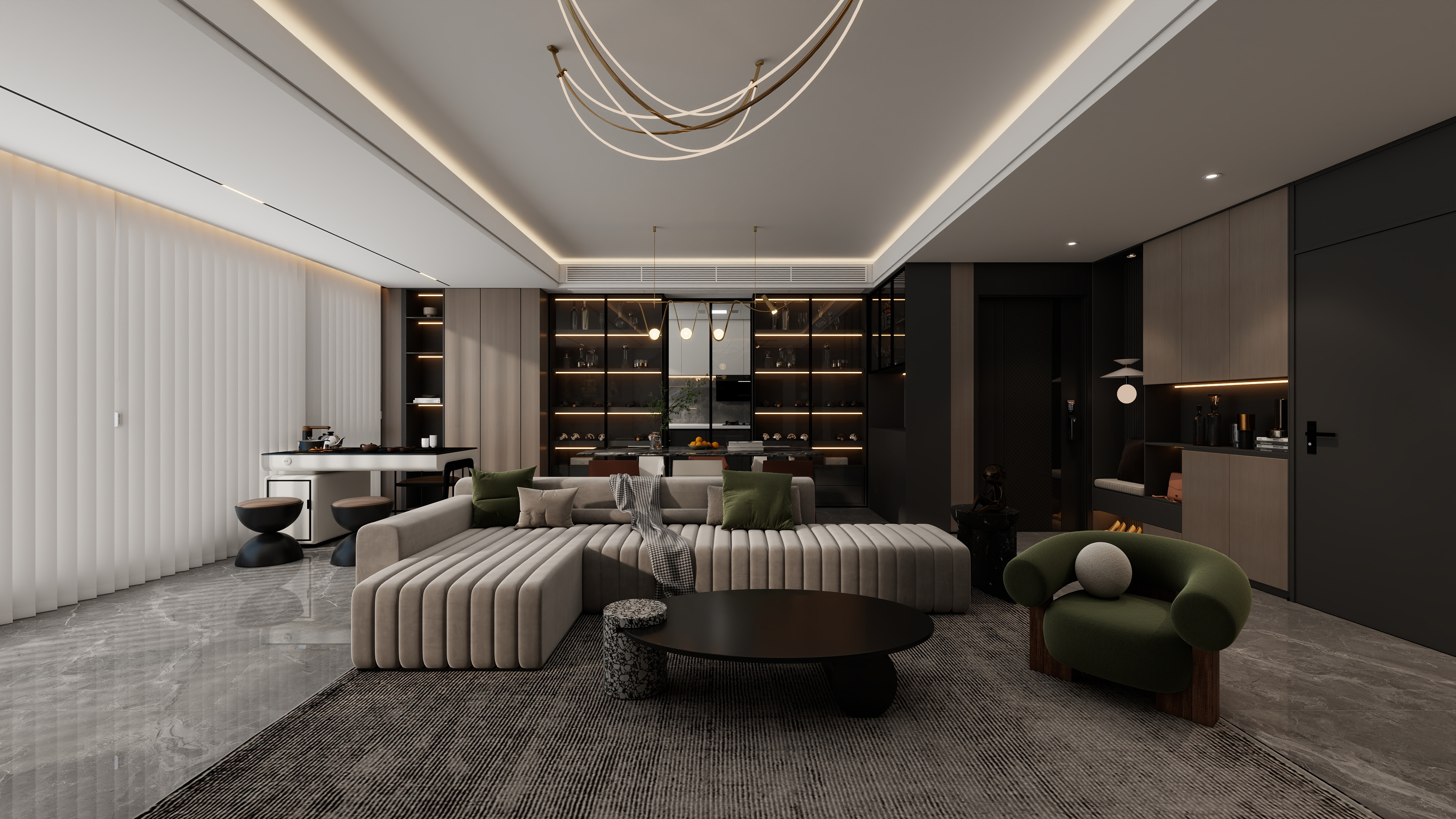 设计师丨胡月平-公园豪庭现代轻奢126㎡4室-装修设计方案