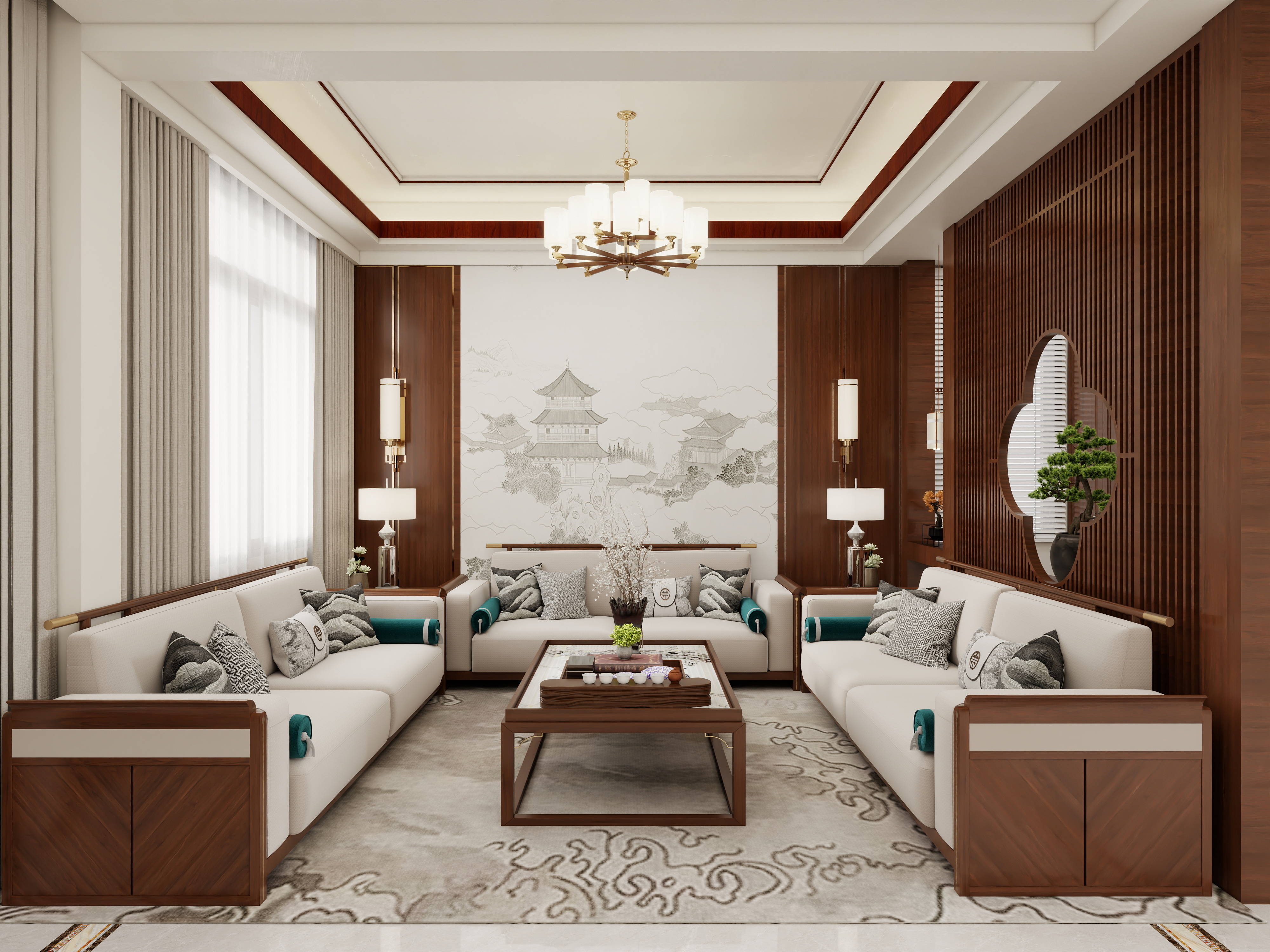 壹诺设计工作室-新中式装修效果图