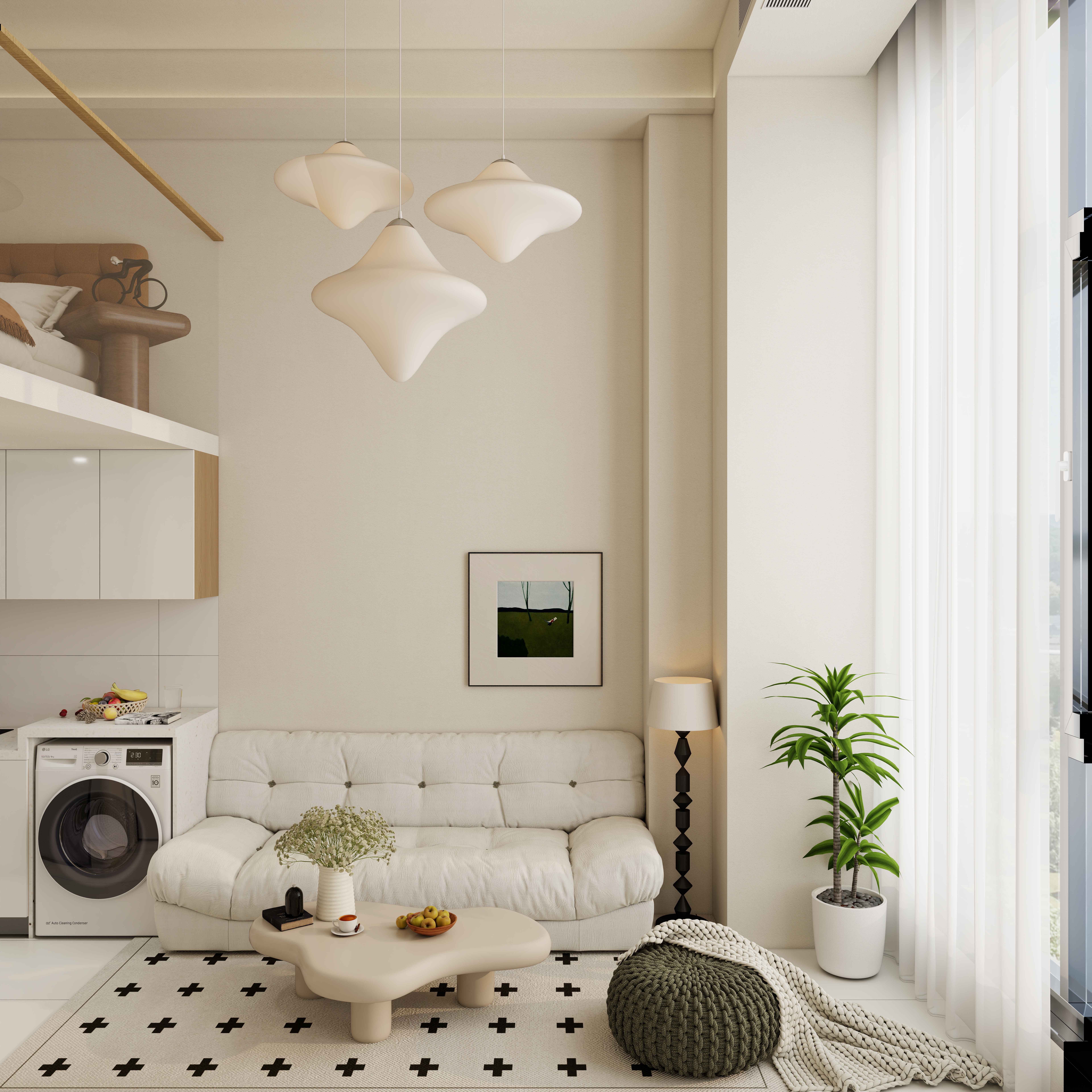 王杰琦-Loft公寓-暖色系-装修设计方案