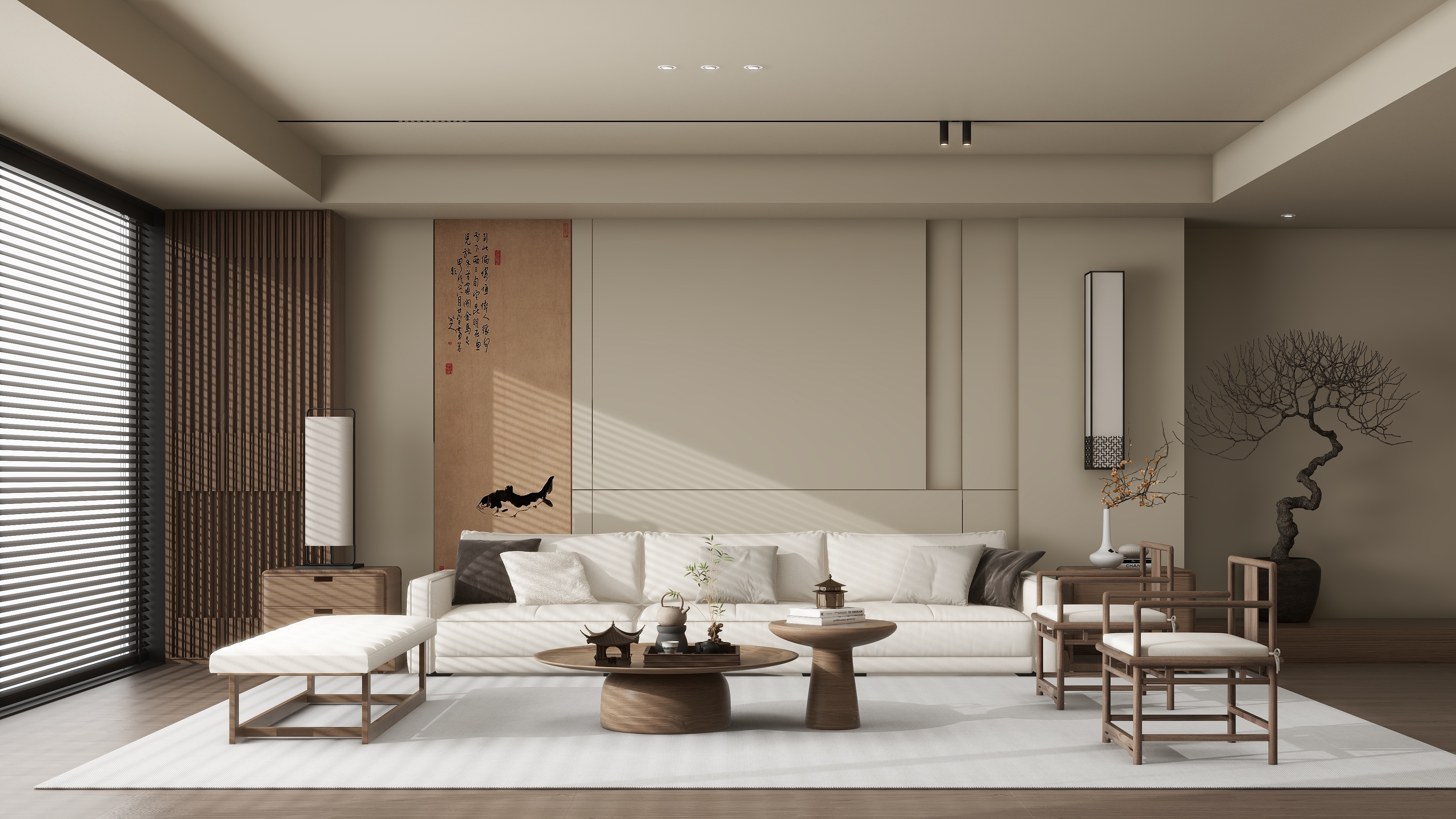 幔利橡树空间设计-方案10:新中式宋式风客厅-副本-装修设计方案