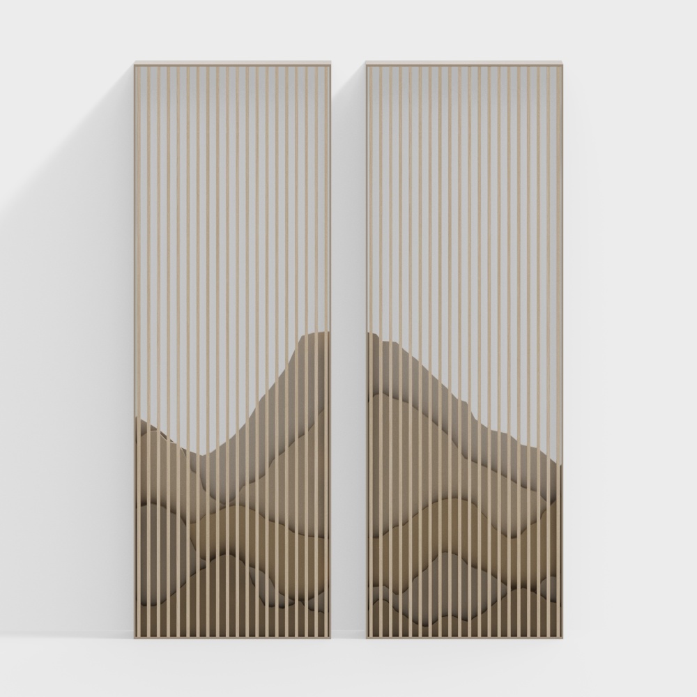 新中式山水屏风(1)3D模型