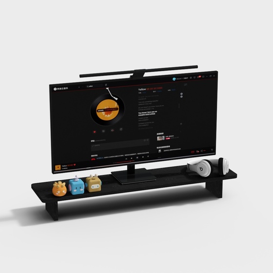 Modern Black Desktop Computer 3D Model for Office Use