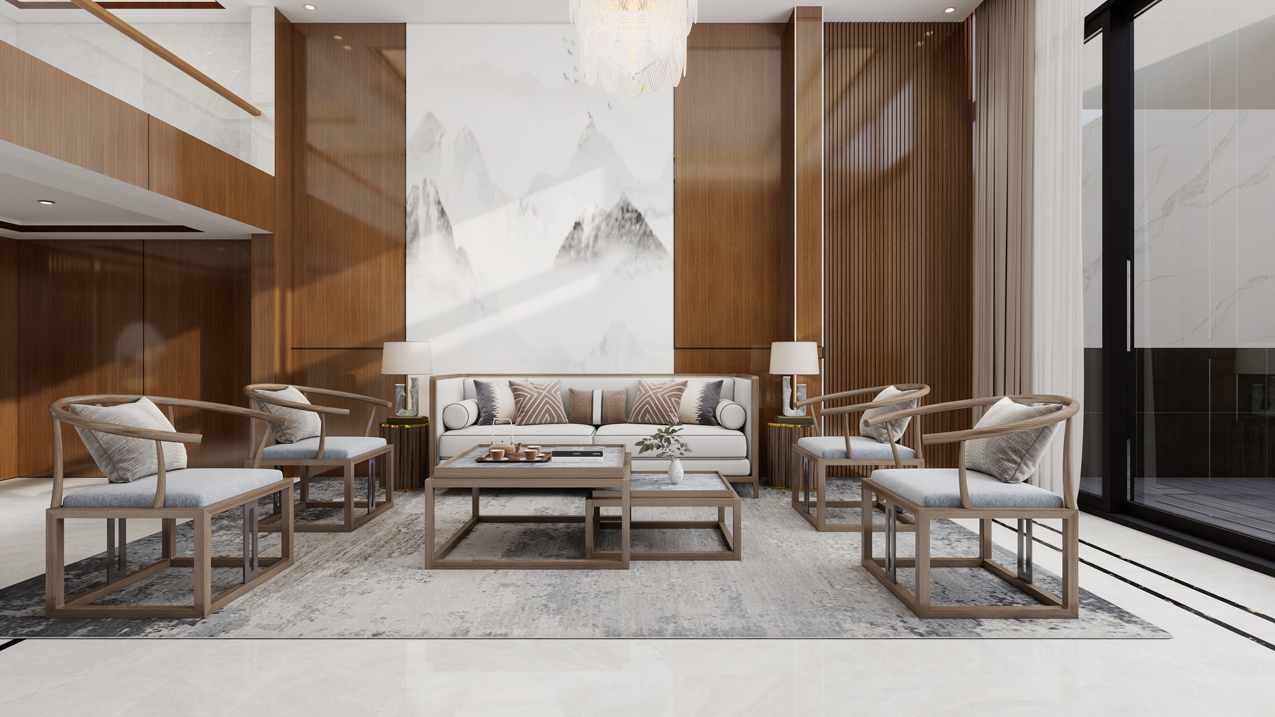 汇佰嘉护墙板工厂-刘总惠州金山湖联排别墅地下第二层客厅装修效果图第2张