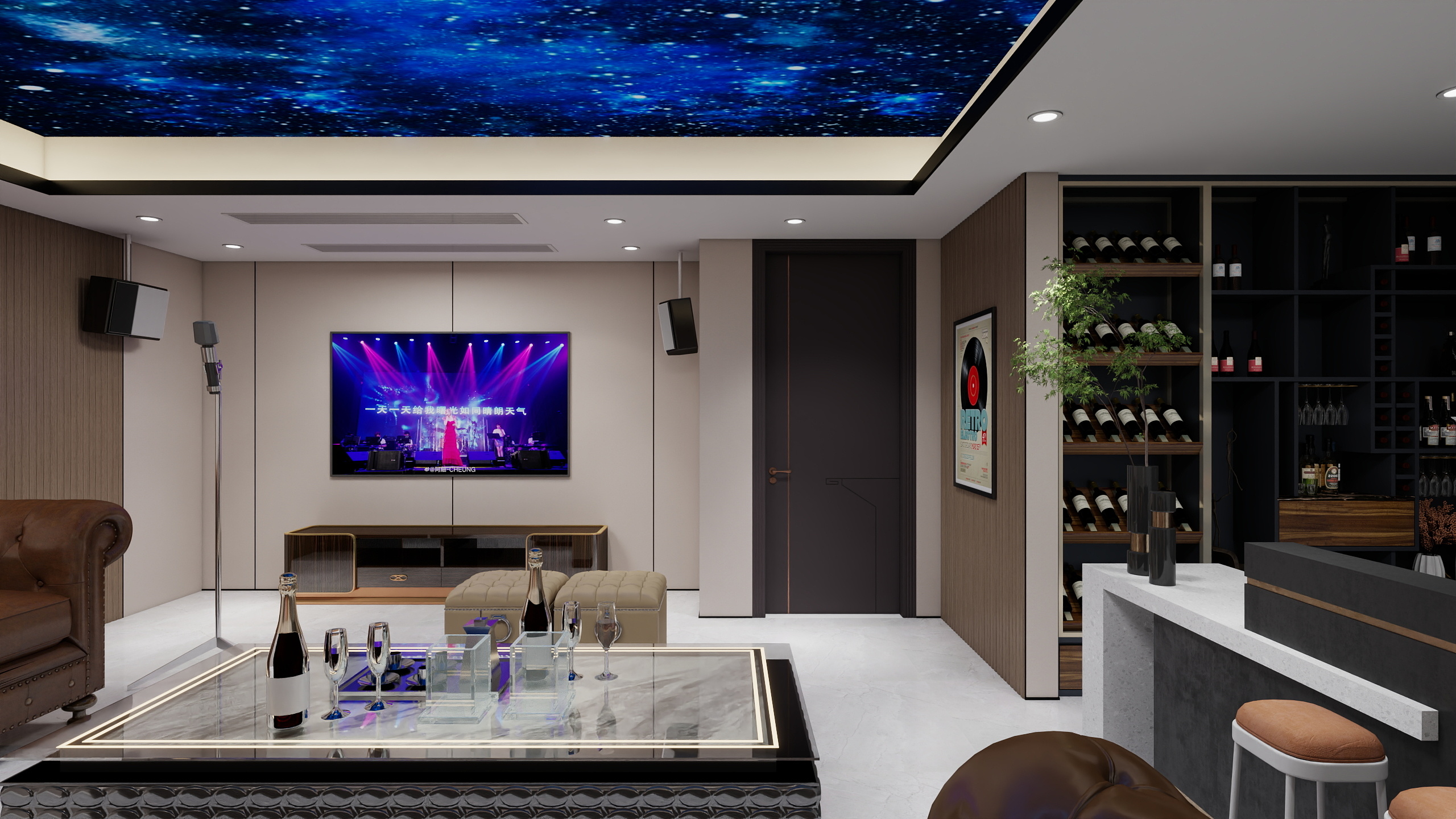 汇佰嘉护墙板工厂-刘总惠州金山湖联排别墅地下第一层ktv装修效果图第1张