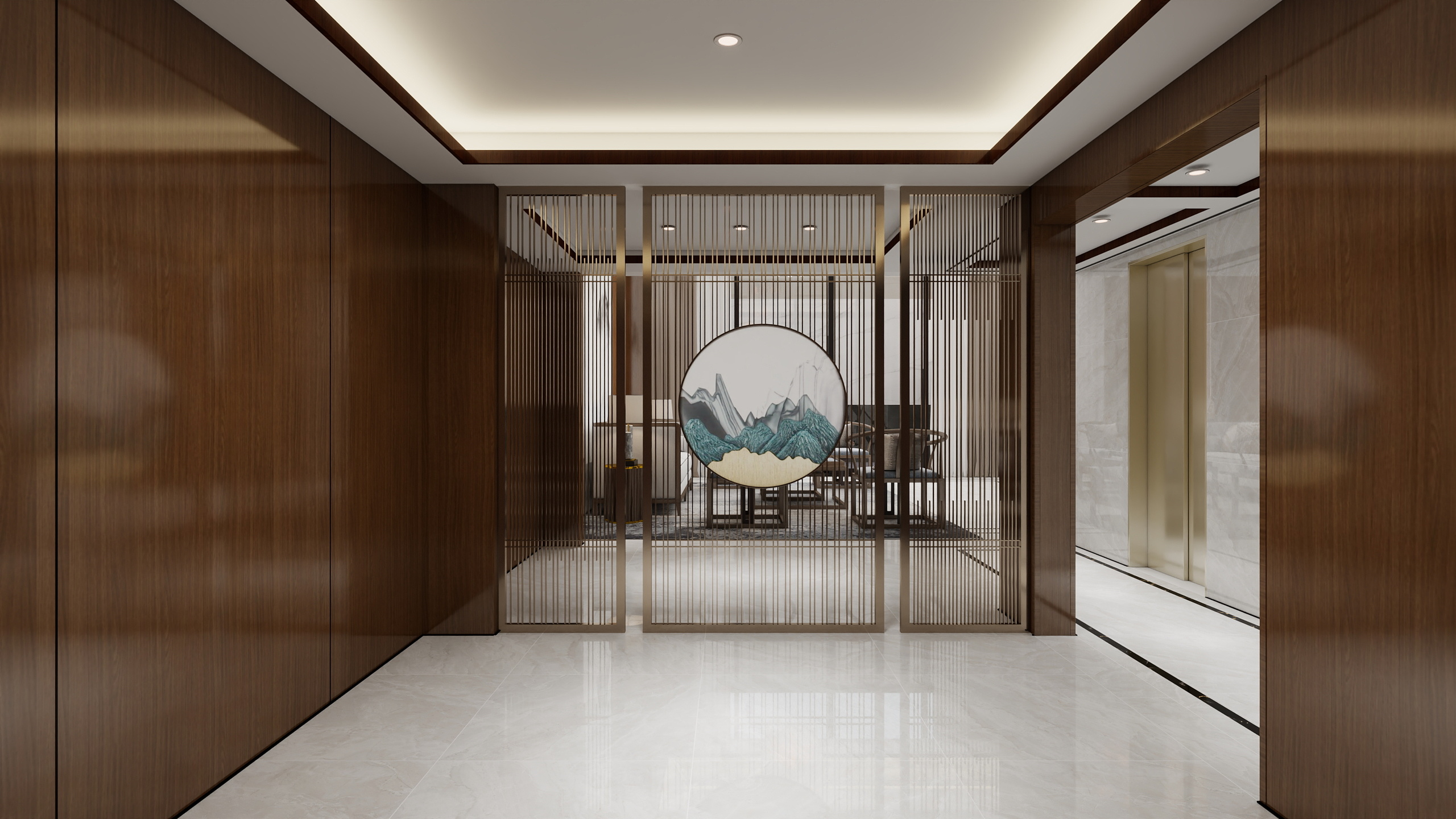 汇佰嘉护墙板工厂-刘总惠州金山湖联排别墅地下第二层玄关装修效果图第1张