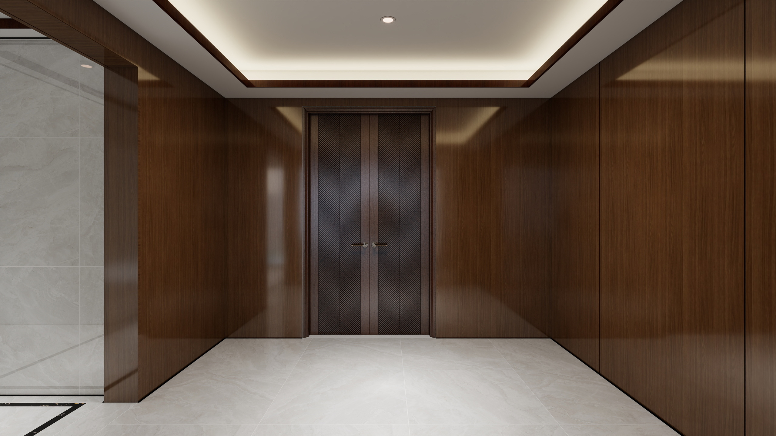 汇佰嘉护墙板工厂-刘总惠州金山湖联排别墅地下第二层玄关装修效果图第2张