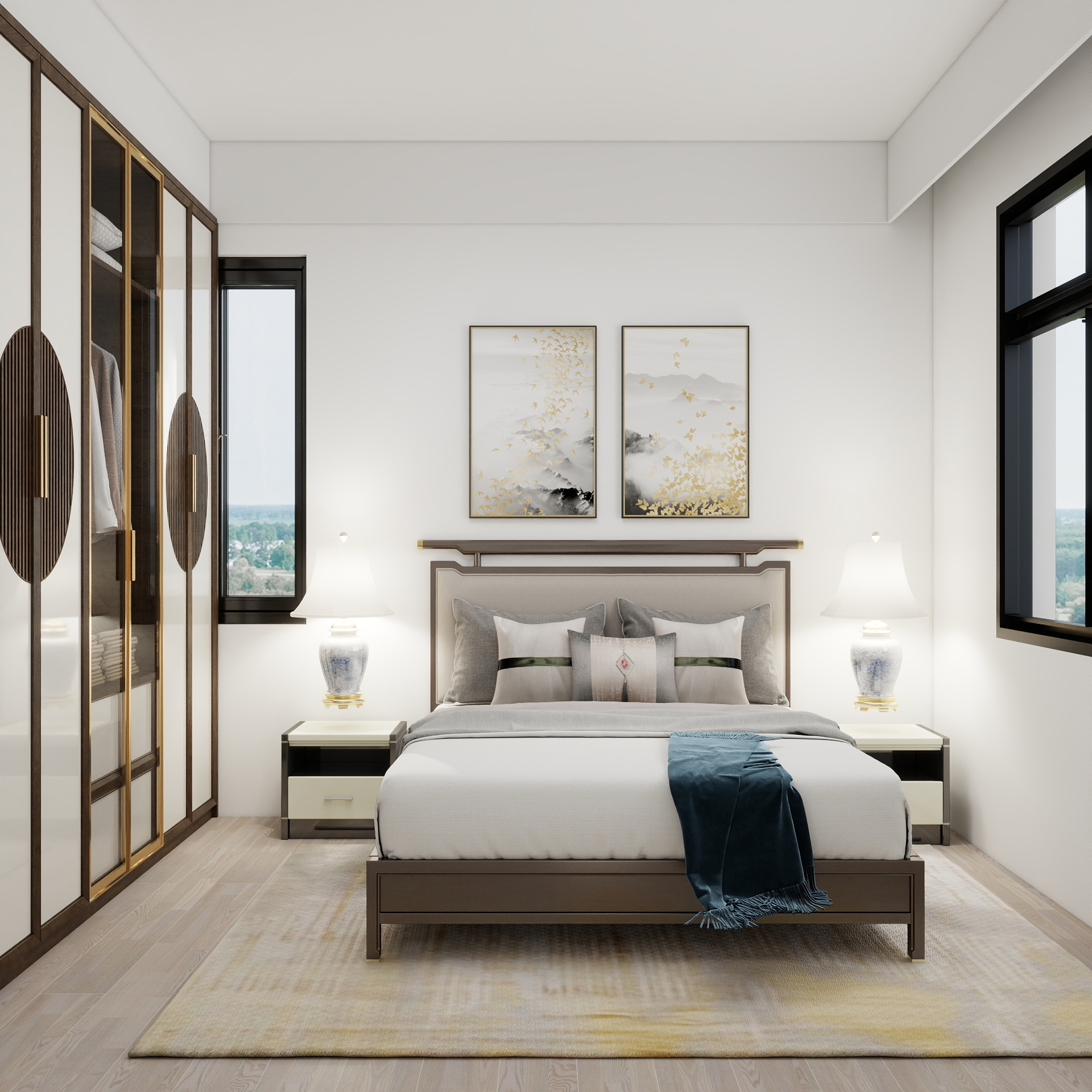 吴爽-295m²新中式别墅设计装修效果图