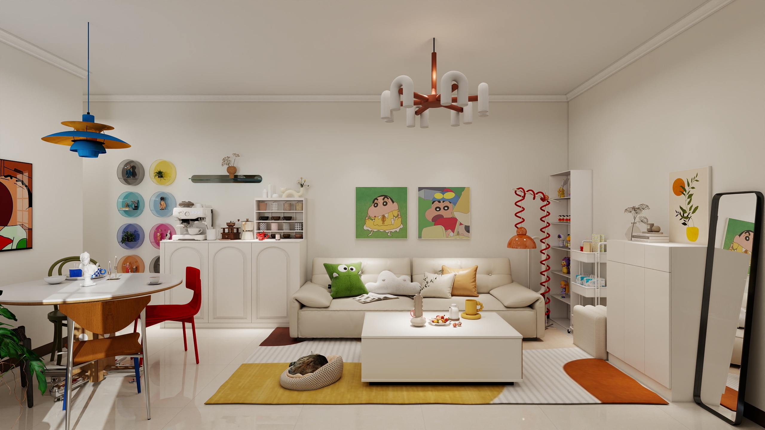 司司改造家-多巴胺可爱蜡笔小新主题设计-装修设计方案