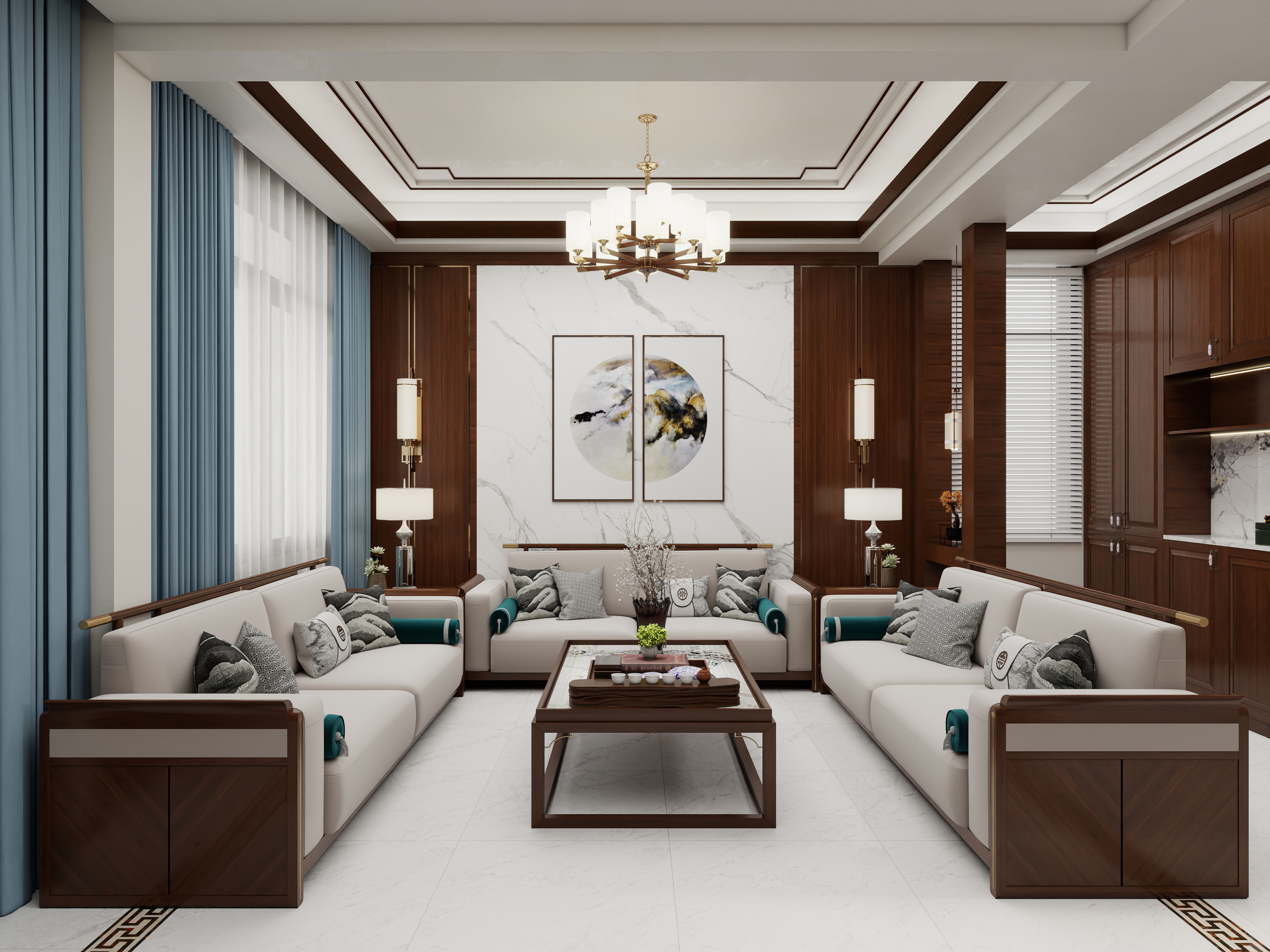 壹诺设计工作室-新中式装修效果图