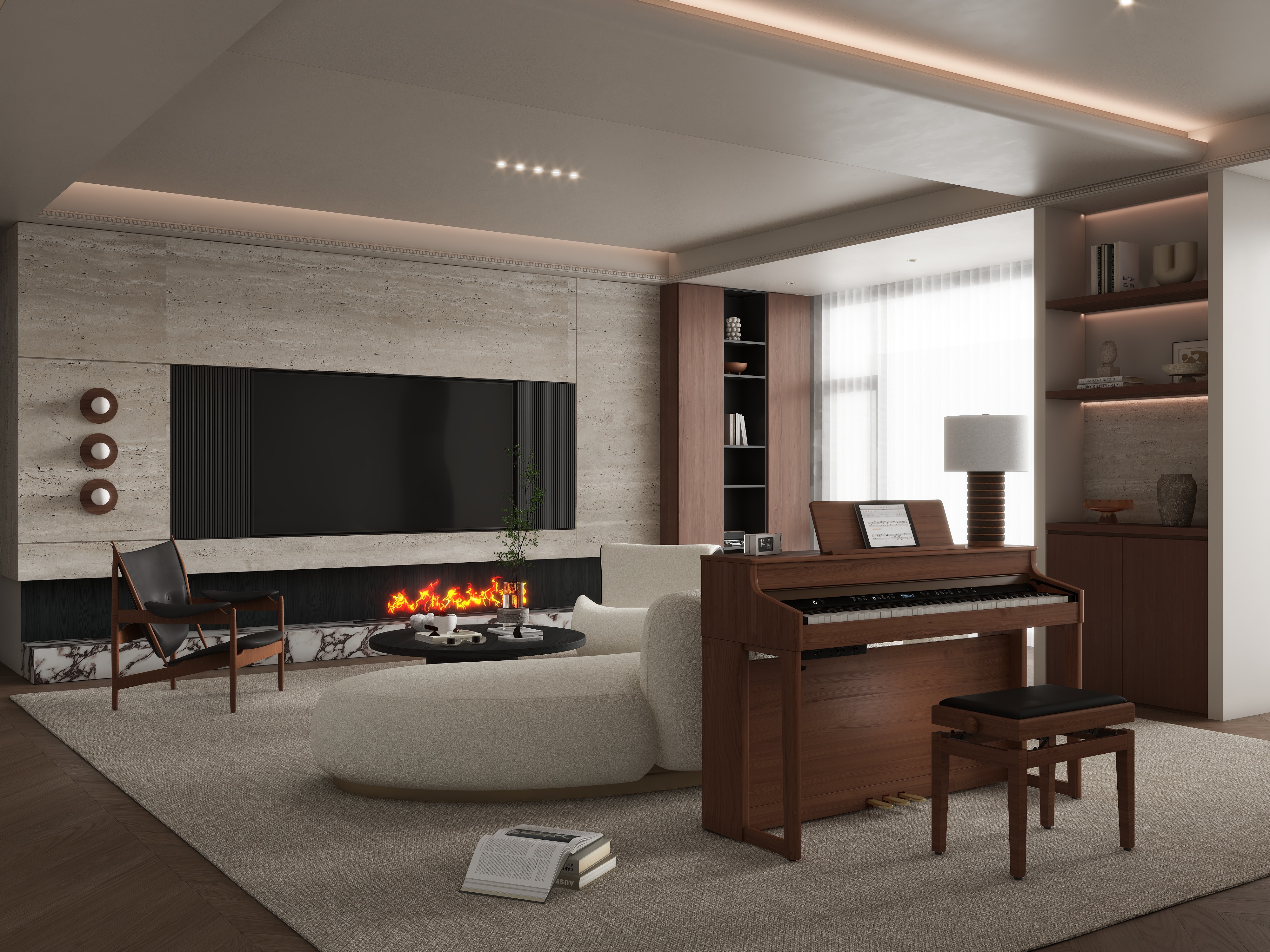 万严设计师-中古风客厅110190030-装修设计方案