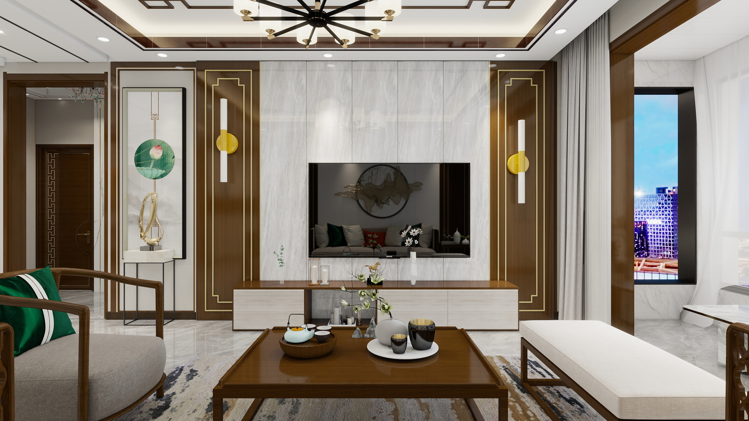 王敏-沁芳盛世新中式108㎡2室-装修设计方案