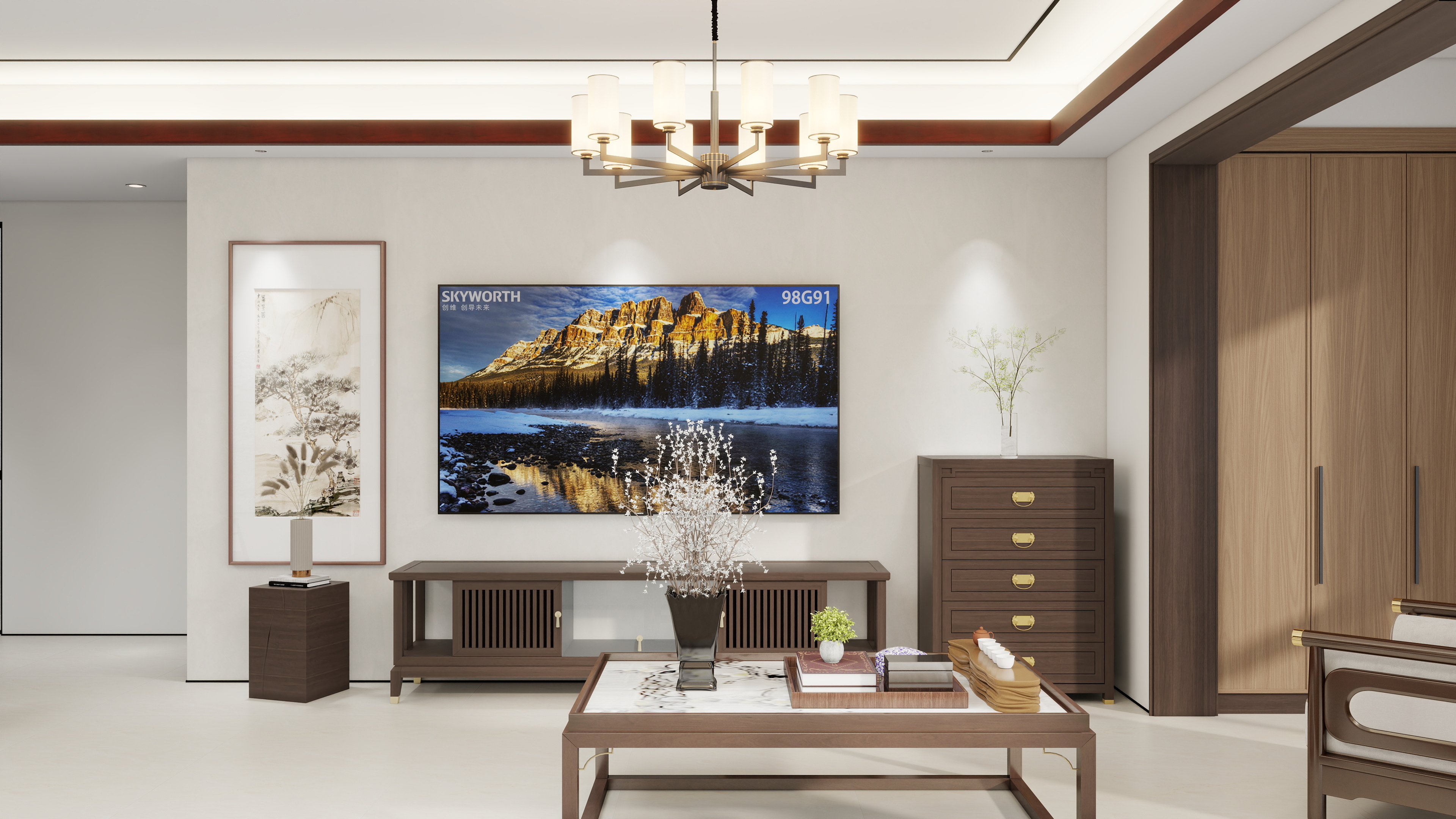 小胡设计-安庆中海都汇滨江新中式130㎡3室-装修设计方案