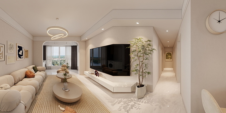 姚本峰-金地天悦126平方现代奶油风-装修设计方案