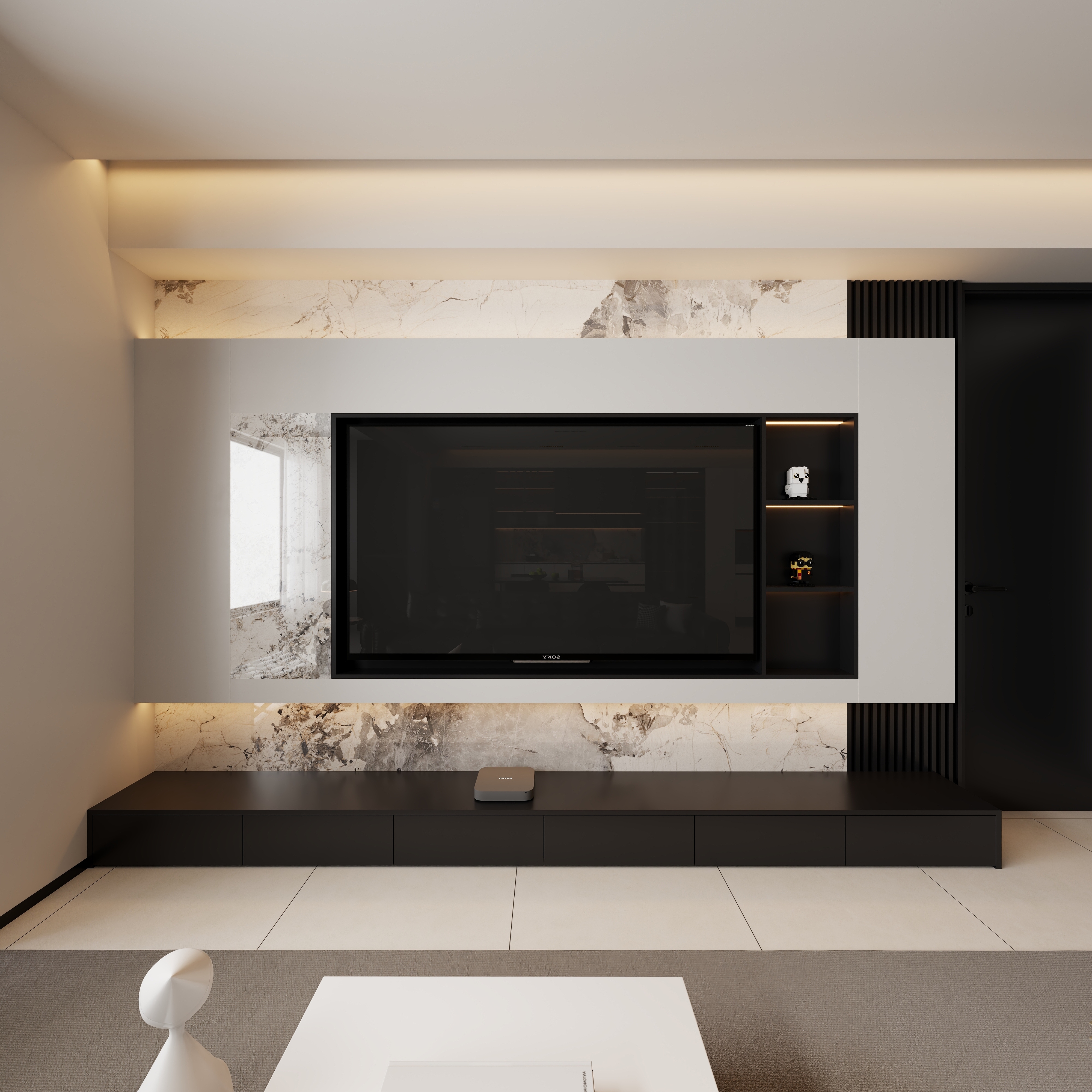 美多全定制家居-现代黑白极简大平层装修效果图