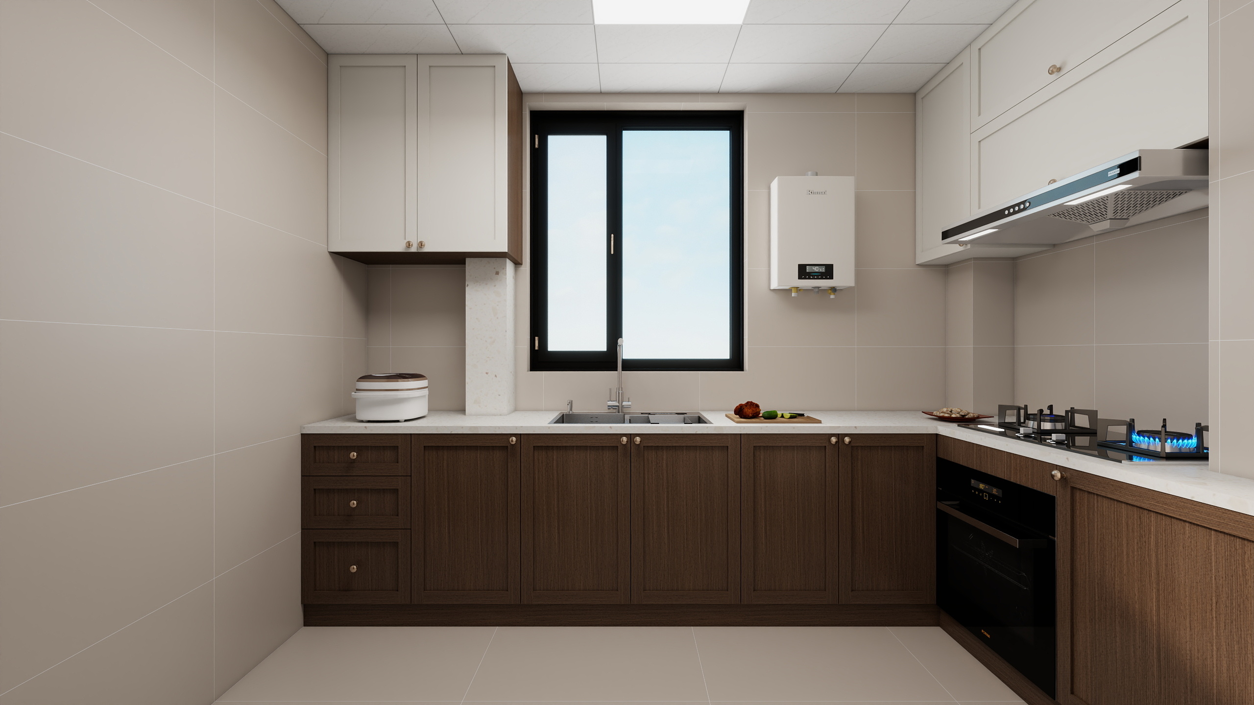 李青越-127方中古风格三居室装修效果图