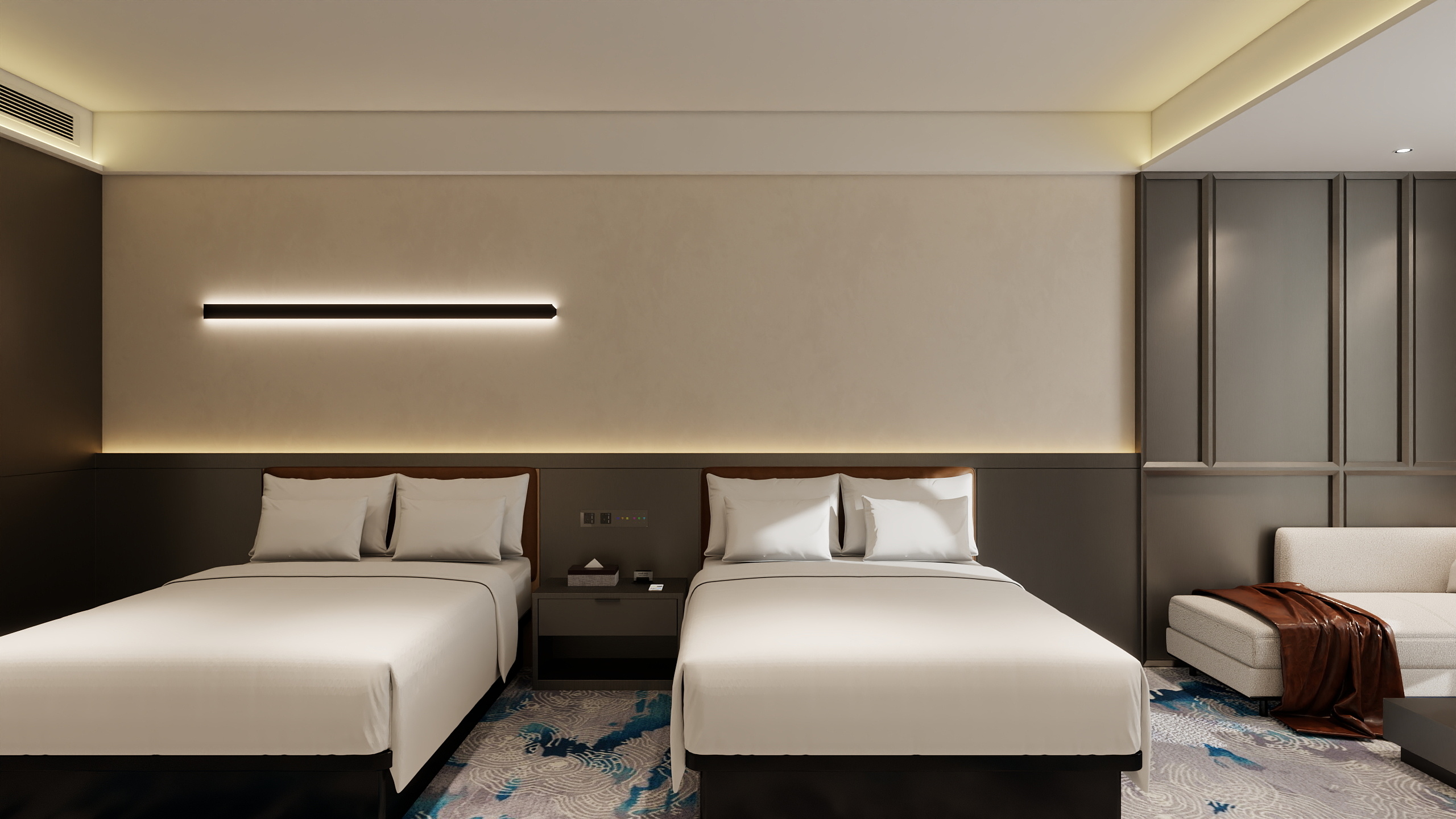 哈密*室内*设计-标间-黑白-装修设计方案