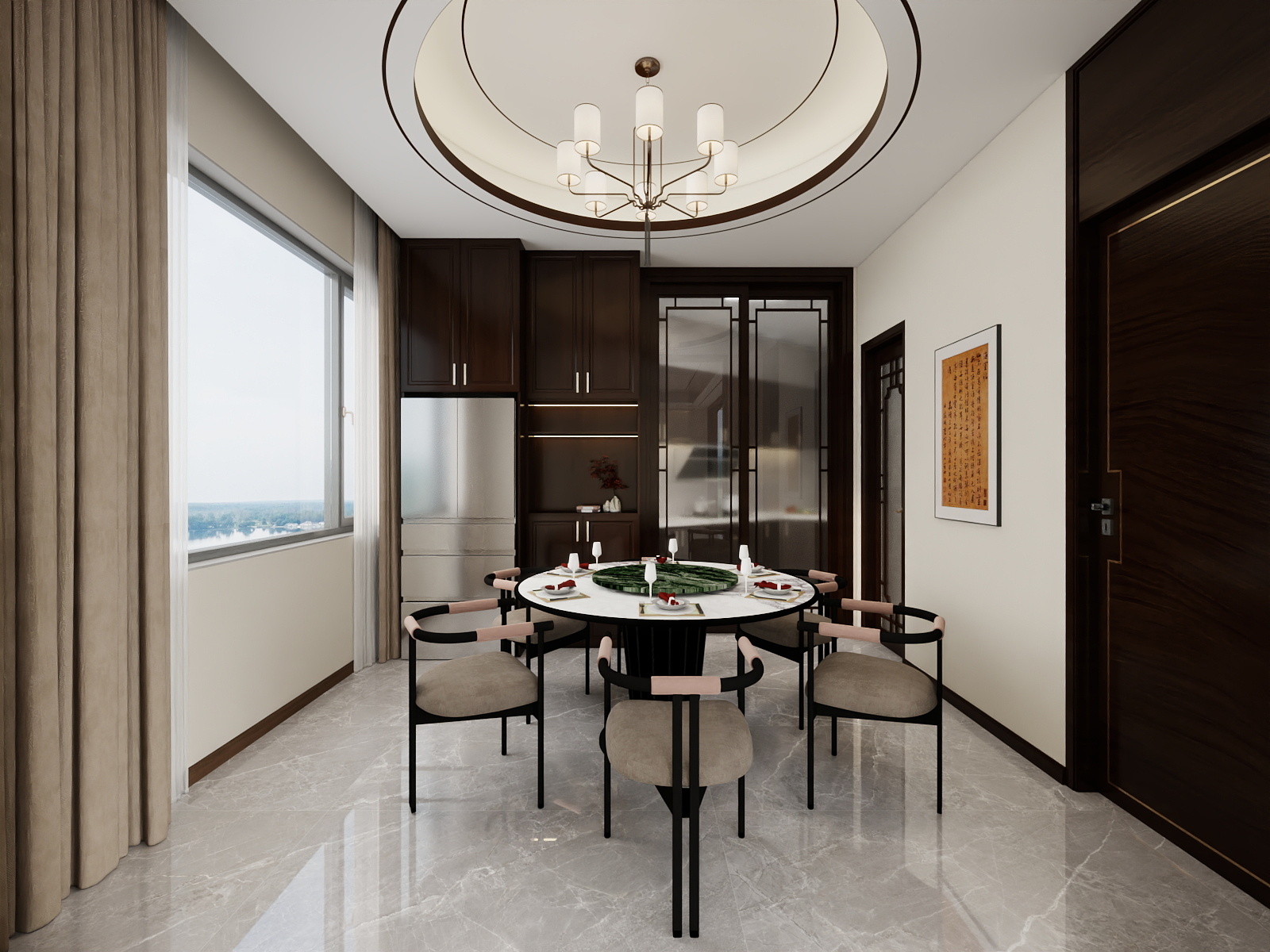 吴爽-163m²新中式别墅设计 装修效果图