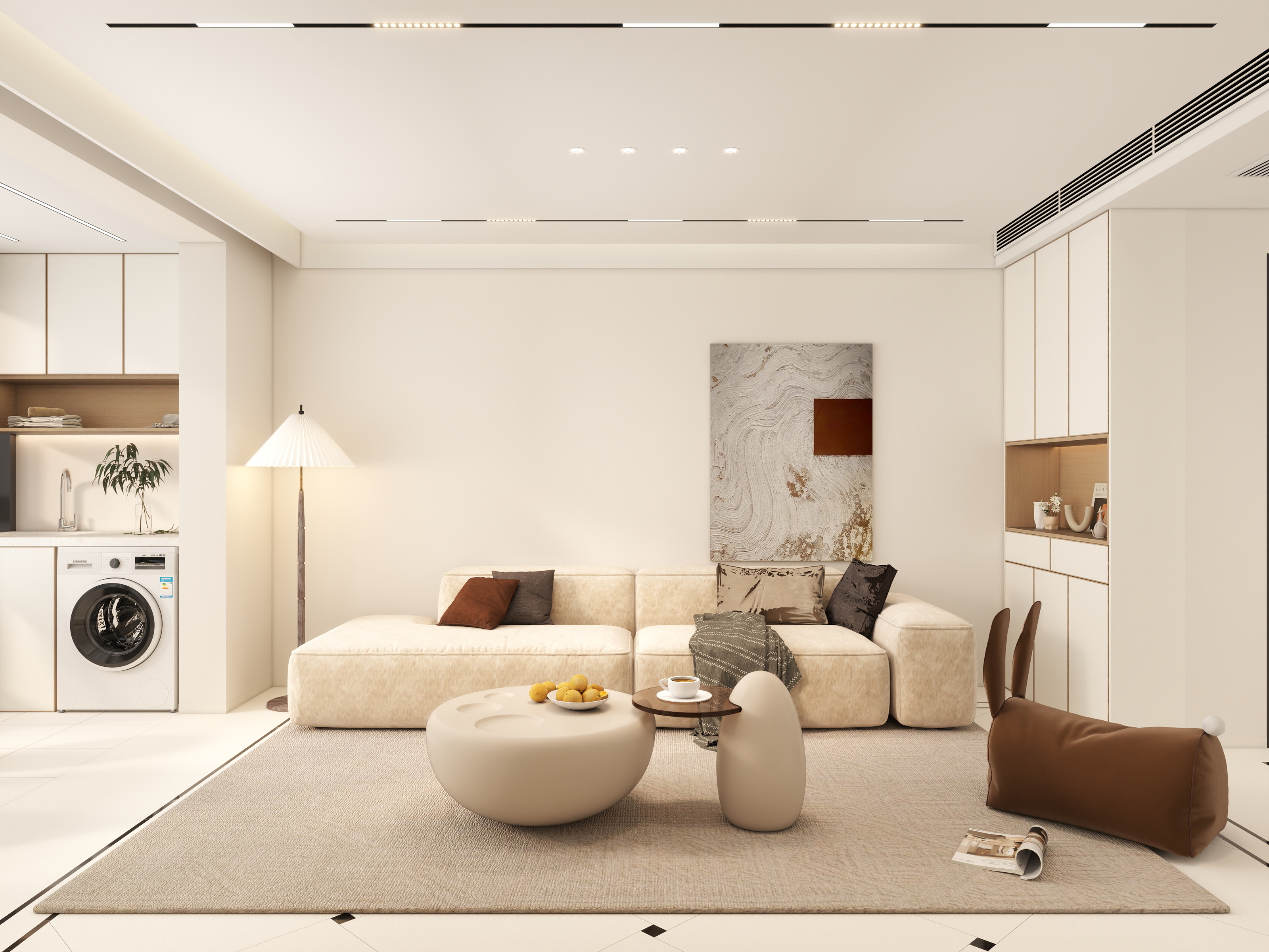 李青越-92方原木奶油风格复式装修效果图