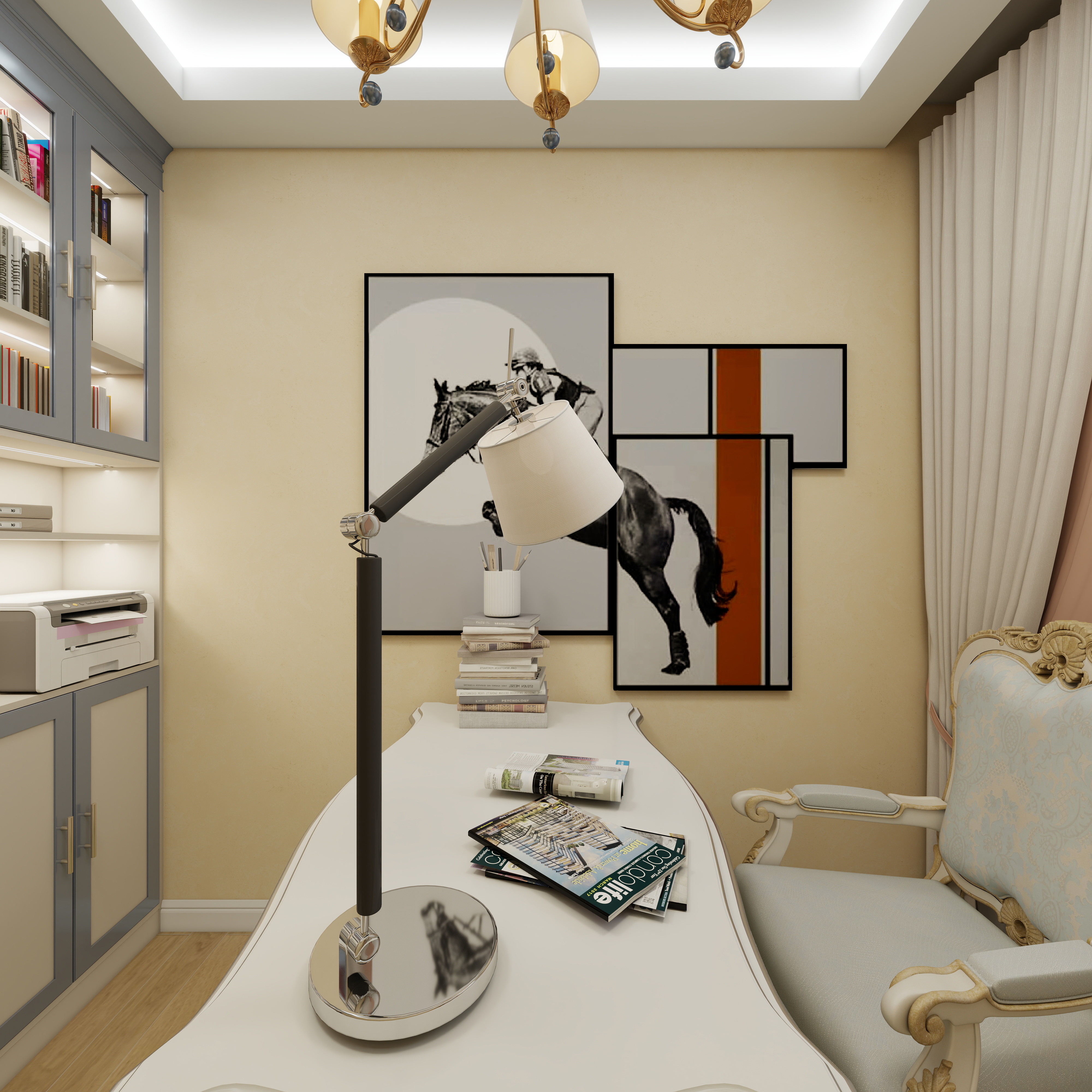 不出新手村的匠人-绿地之窗106㎡3室一层书房装修效果图第5张