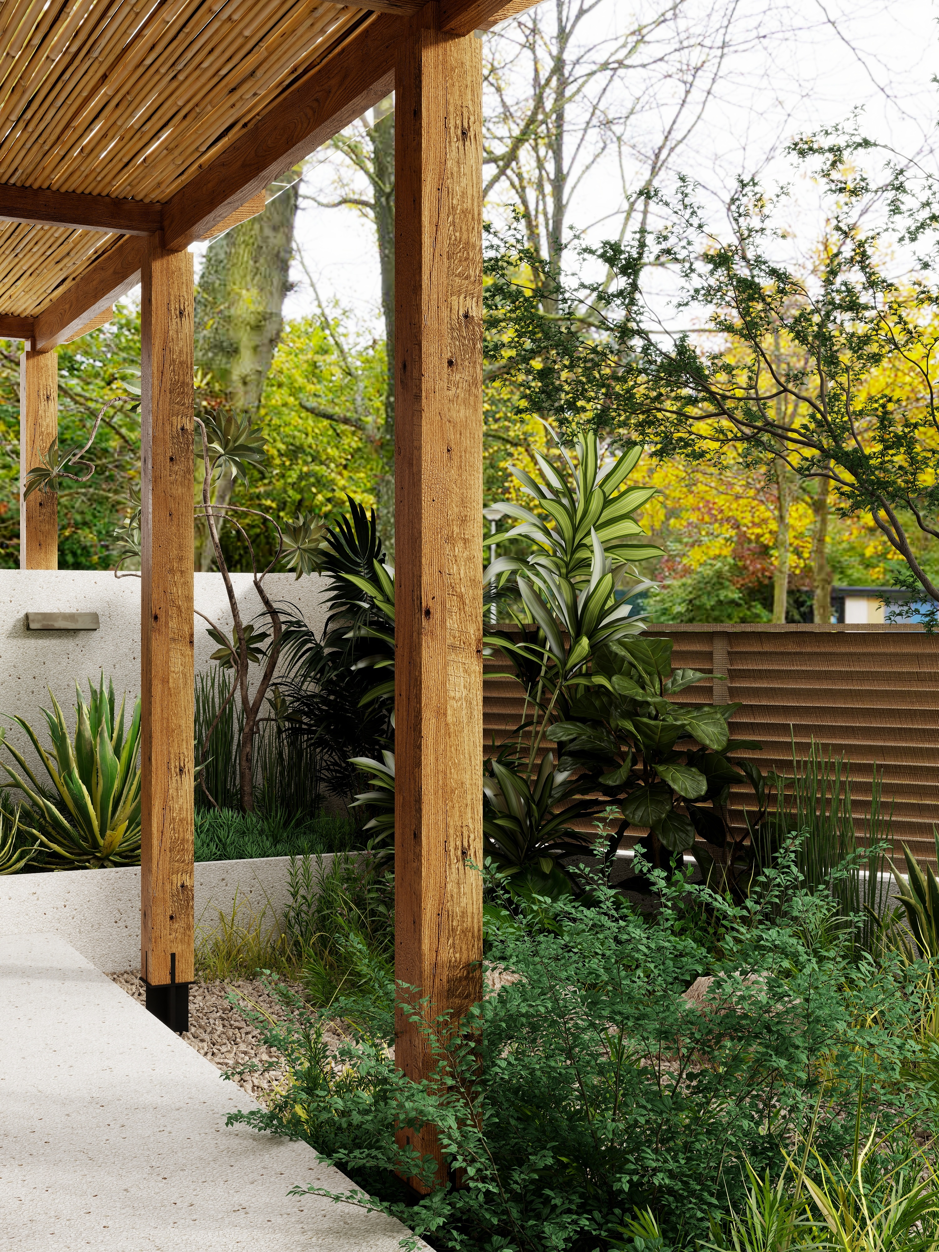 熬暖酱-重庆龙湖学樘府南法自然主义私宅一层后花园装修效果图第3张