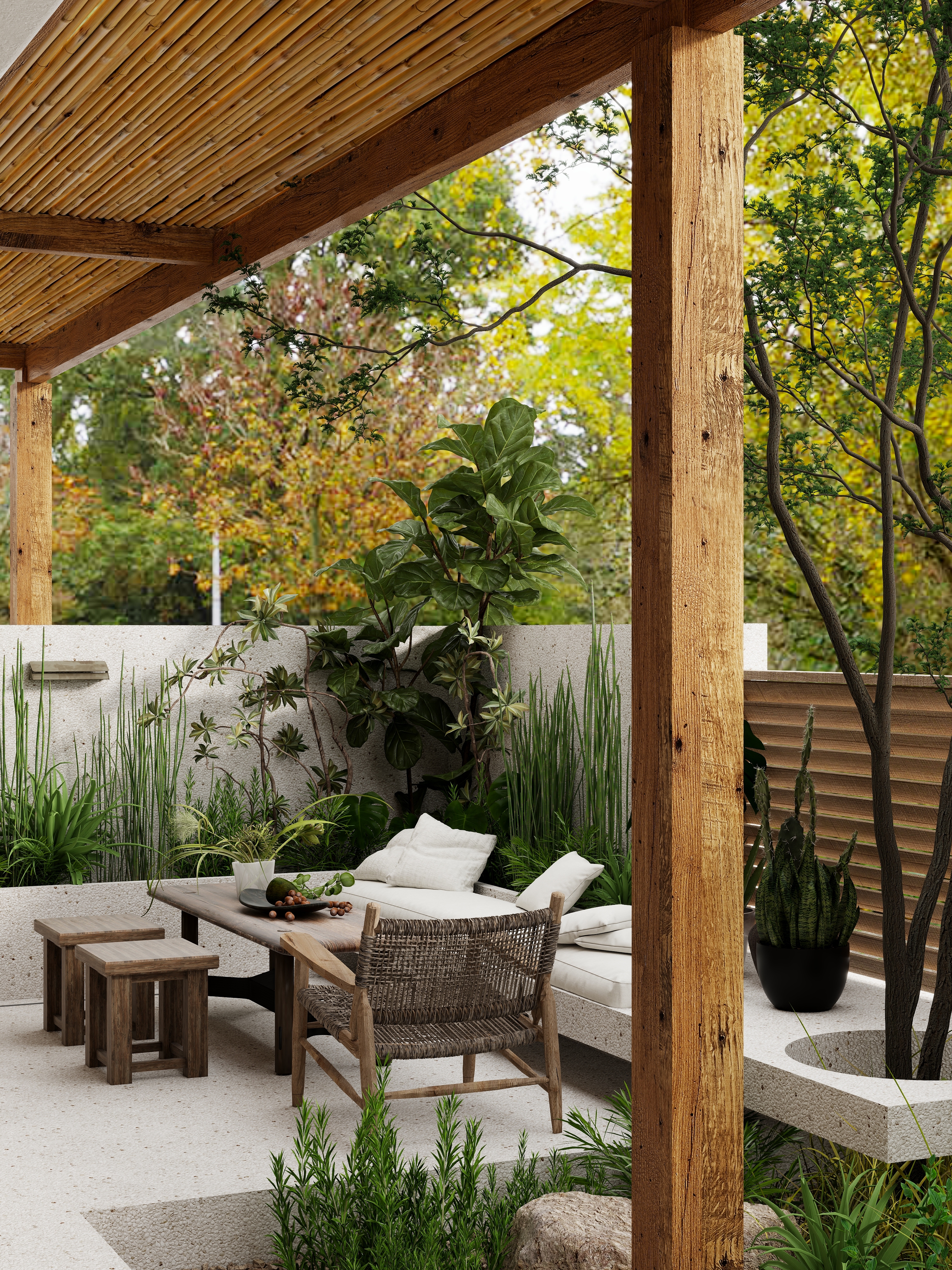 熬暖酱-重庆龙湖学樘府南法自然主义私宅一层前花园装修效果图第2张