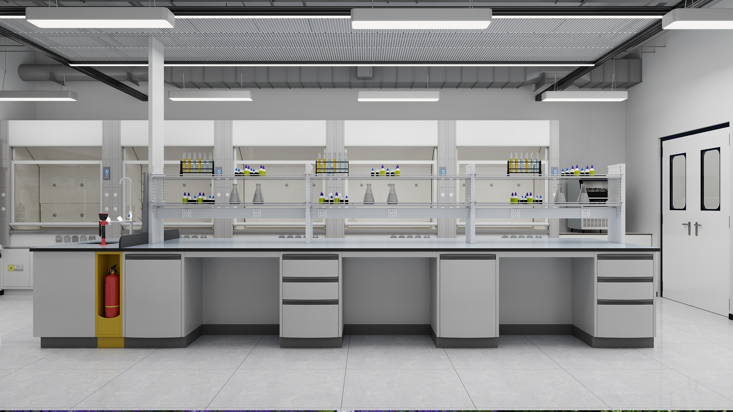 现代实验室设计-环创实验室效果图-装修设计方案