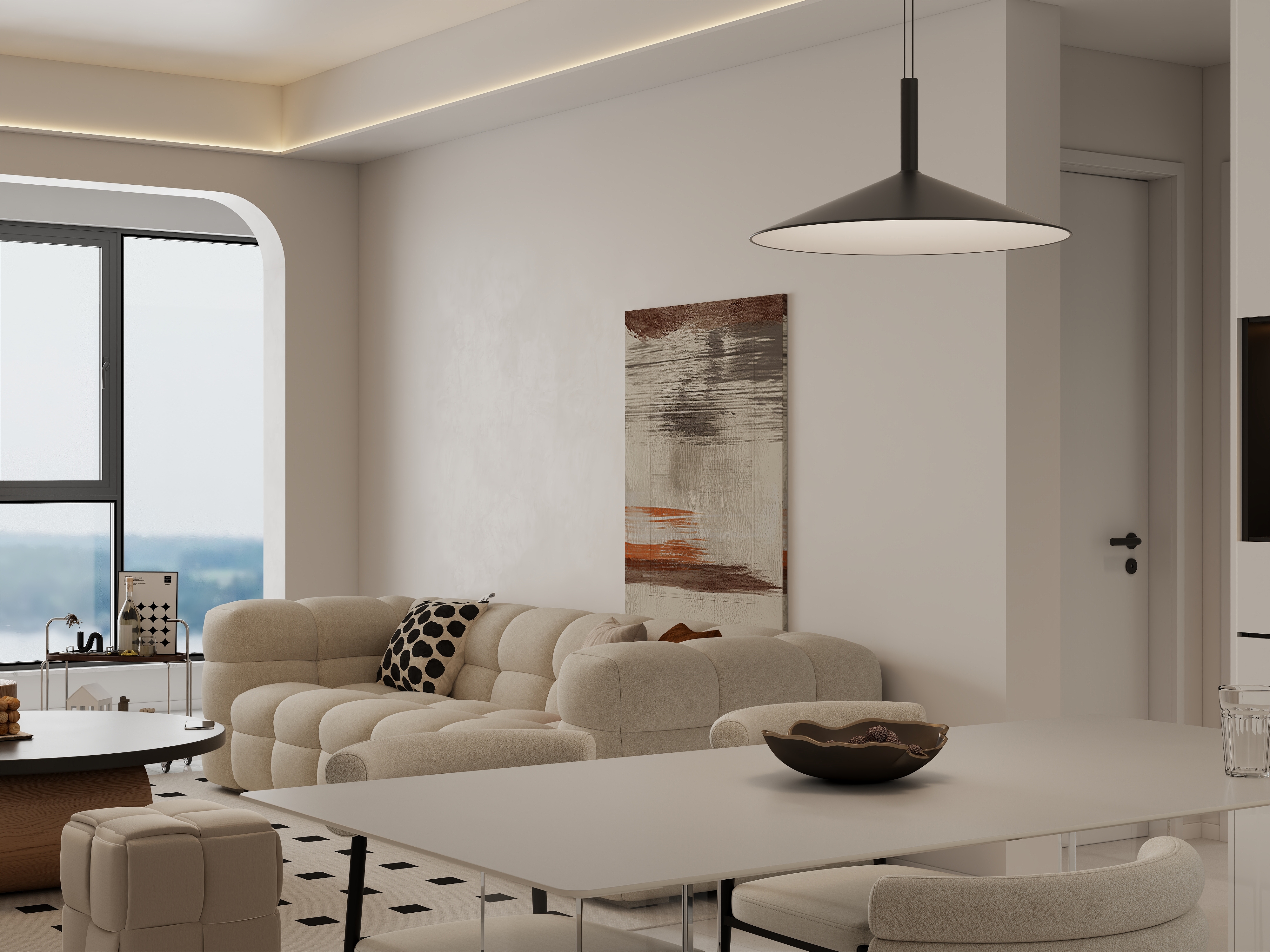 設計師-鄭-云景台126㎡现代奶油风-装修设计方案