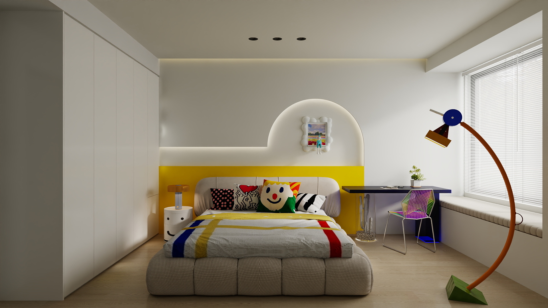 A周素人设计-孟菲斯卧室装修效果图