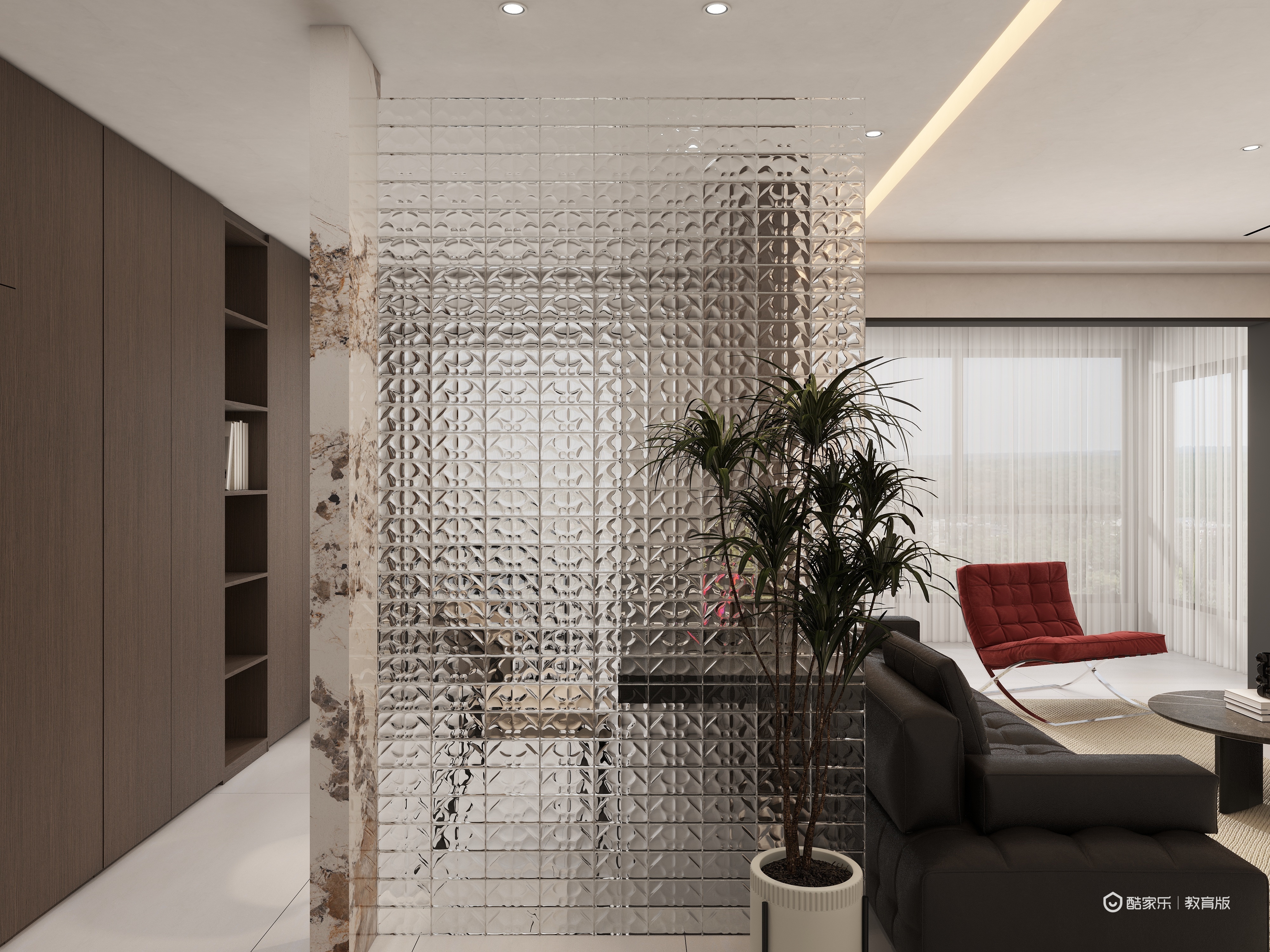 萌哩看海-意式极简120㎡3室装修效果图