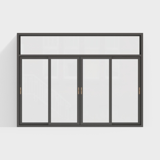 Modern Minimalist Sliding Window 3D Model in Black Finish