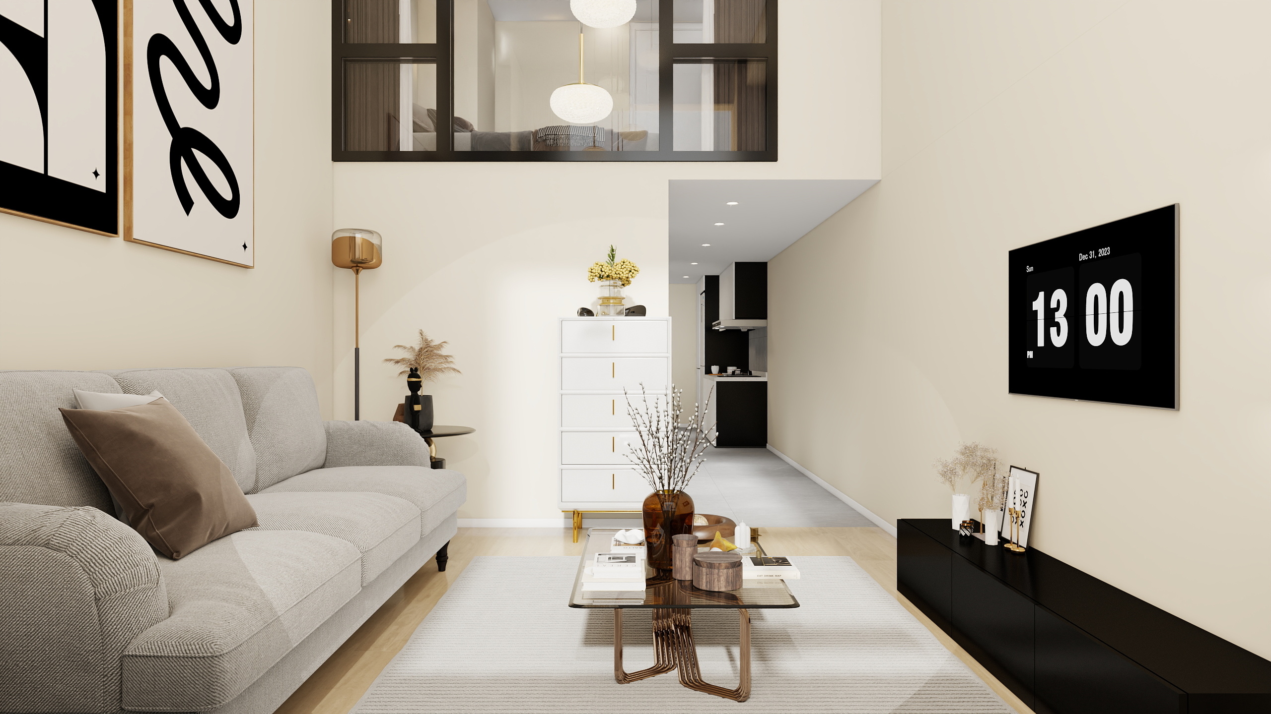 李林-融创海豚湾后现代40㎡3室装修效果图