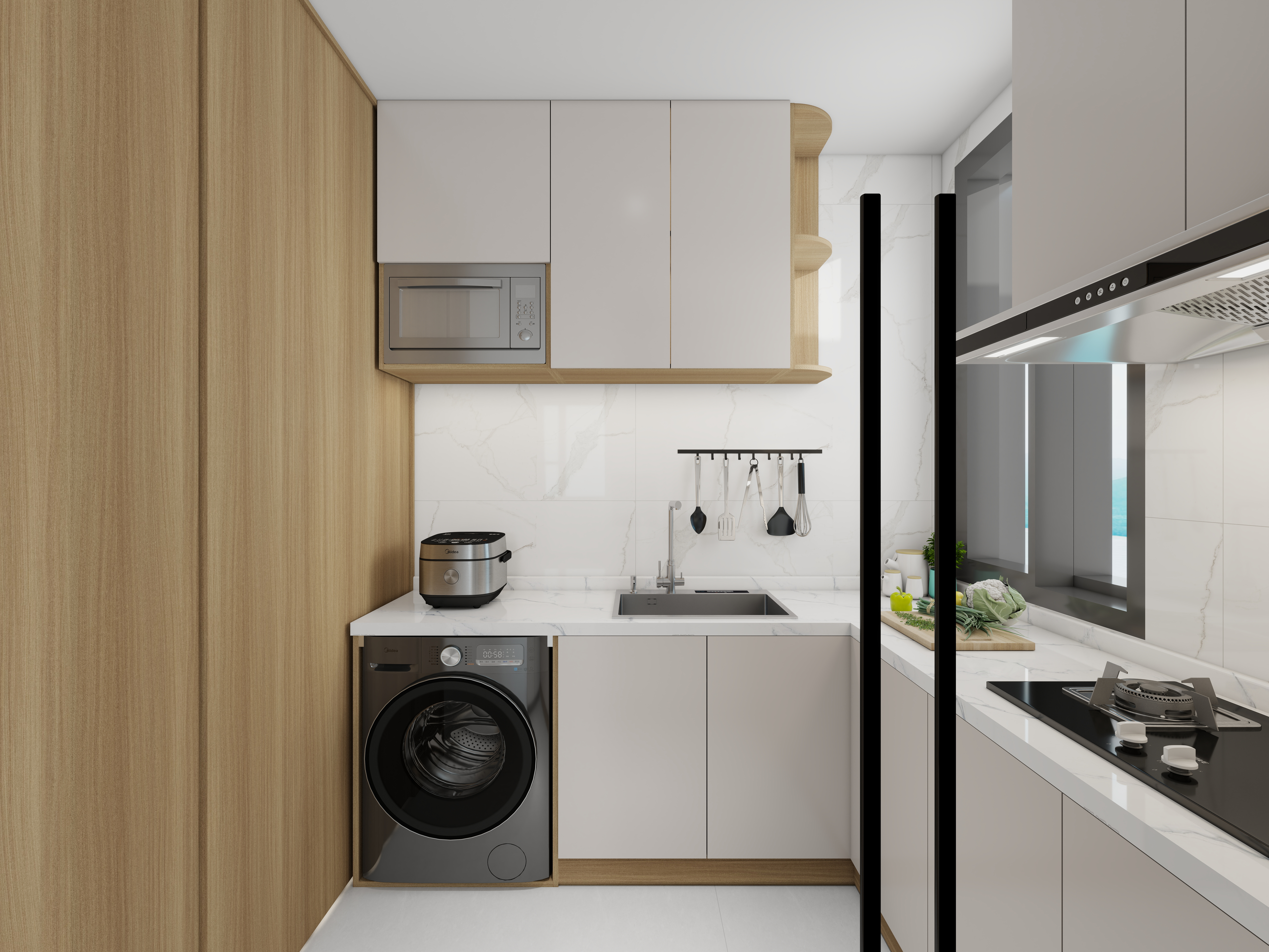 艺雅丽-65平原木现代简约 一层客餐厅装修效果图第1张