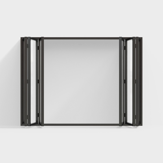 Modern Folding Window 3D Model in Black