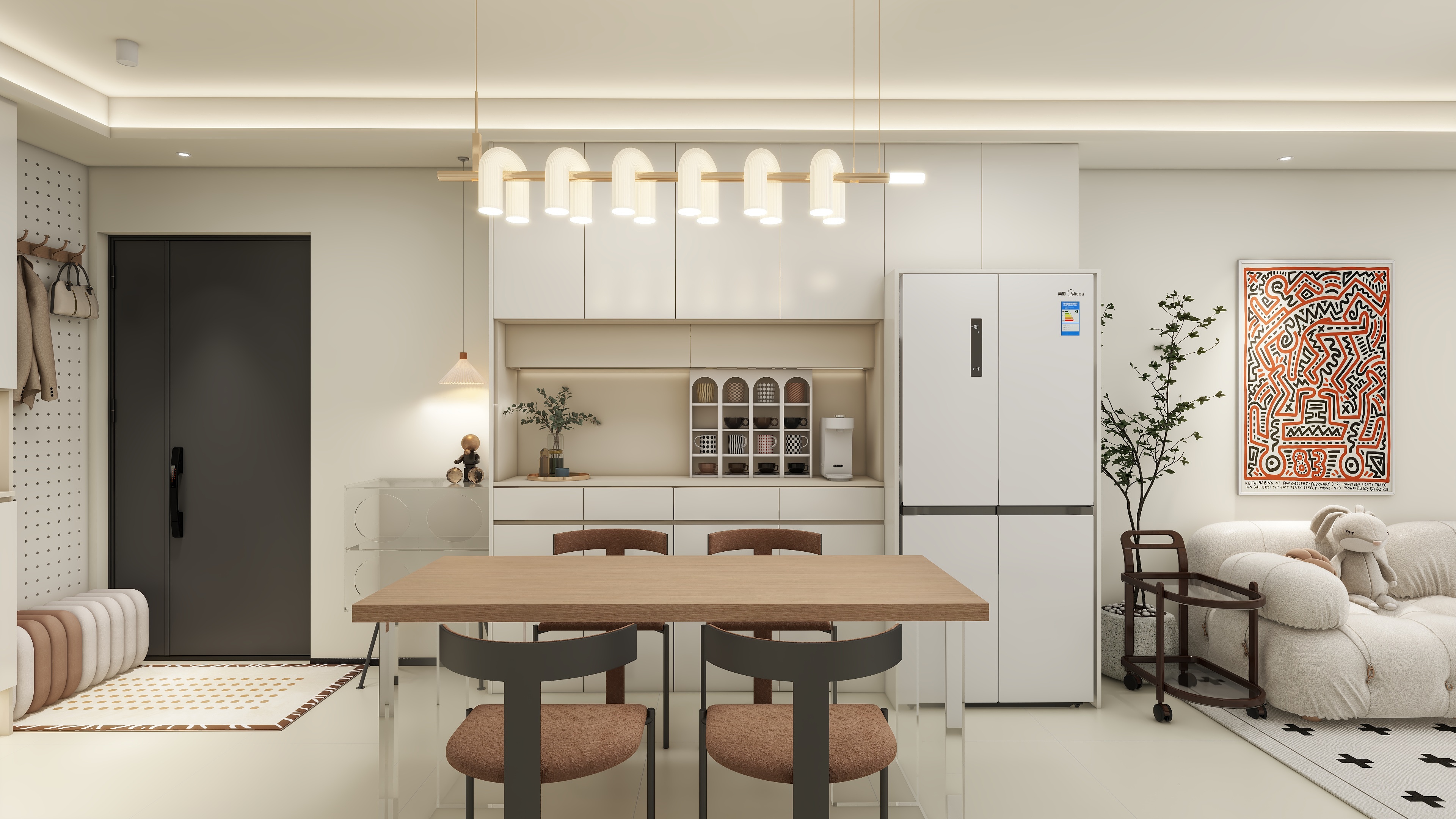 设计师言色-88平米三居室奶油风装修效果图